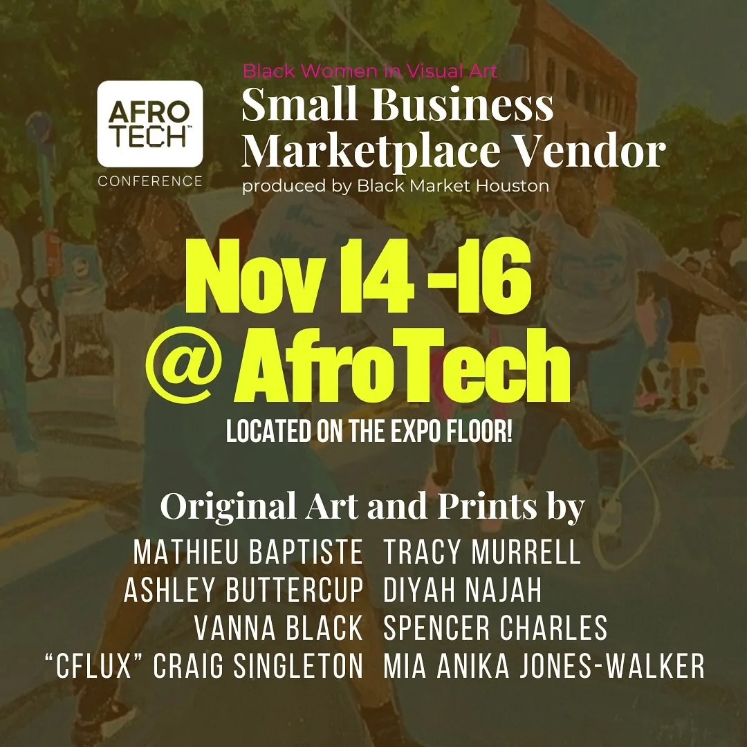 BLACK ART at the AfroTech!! From Houston, New York and our home of Atlanta, BWVA is bringing original art and prints to the 2024 AfroTech Conference 👩🏽‍💻 as a Small Business Marketplace vendor through 11/14-11/16! 
Works available by Ashley B