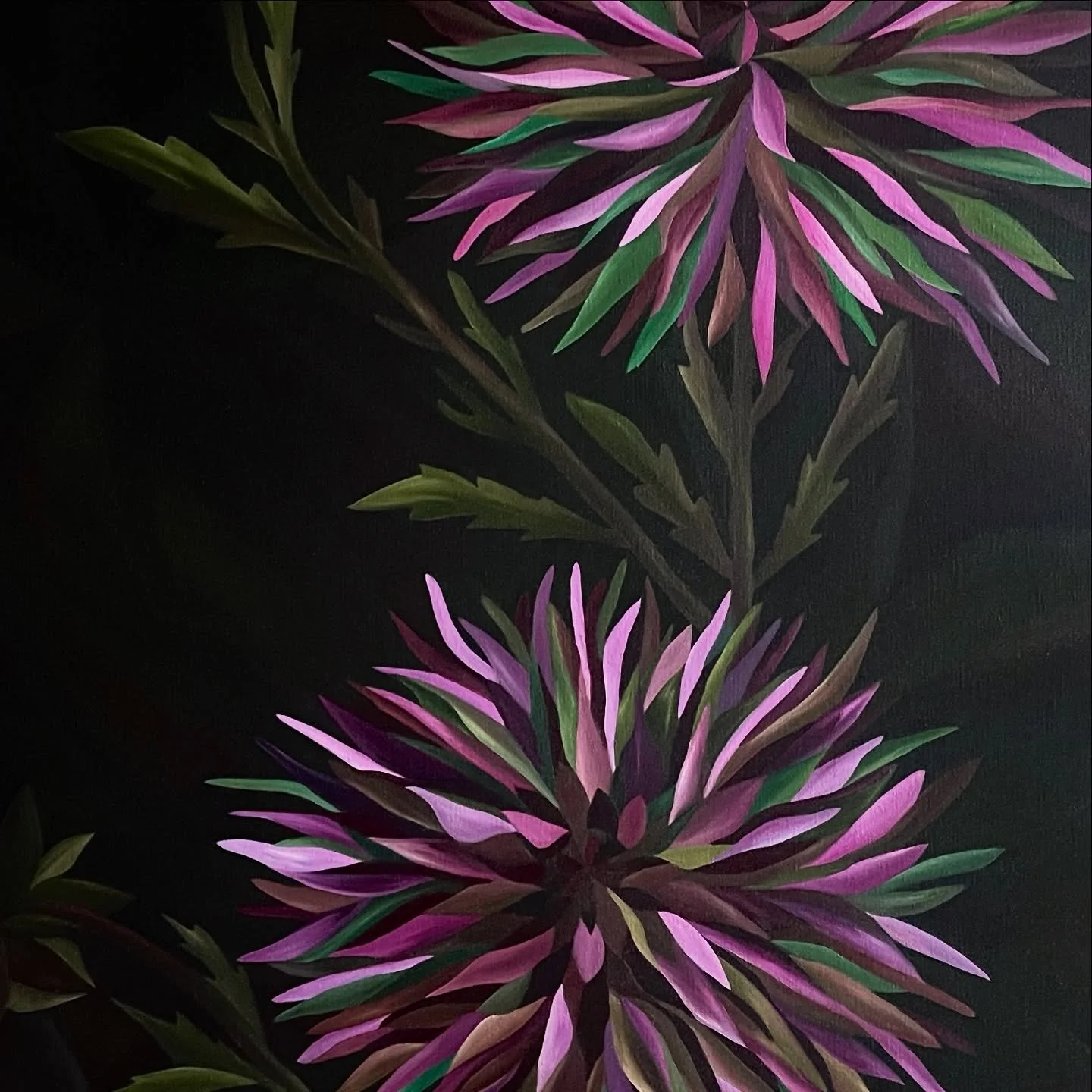 Deep Green &amp; Pink Floral Hues 🌸 #tmcstudiosau #taracunniffeartist 
-
-
-
#art #artist #artwork #oilpainter #sydneyart #oiloncanvas #florals #floralartwork #dahlia #modernart #fineart
