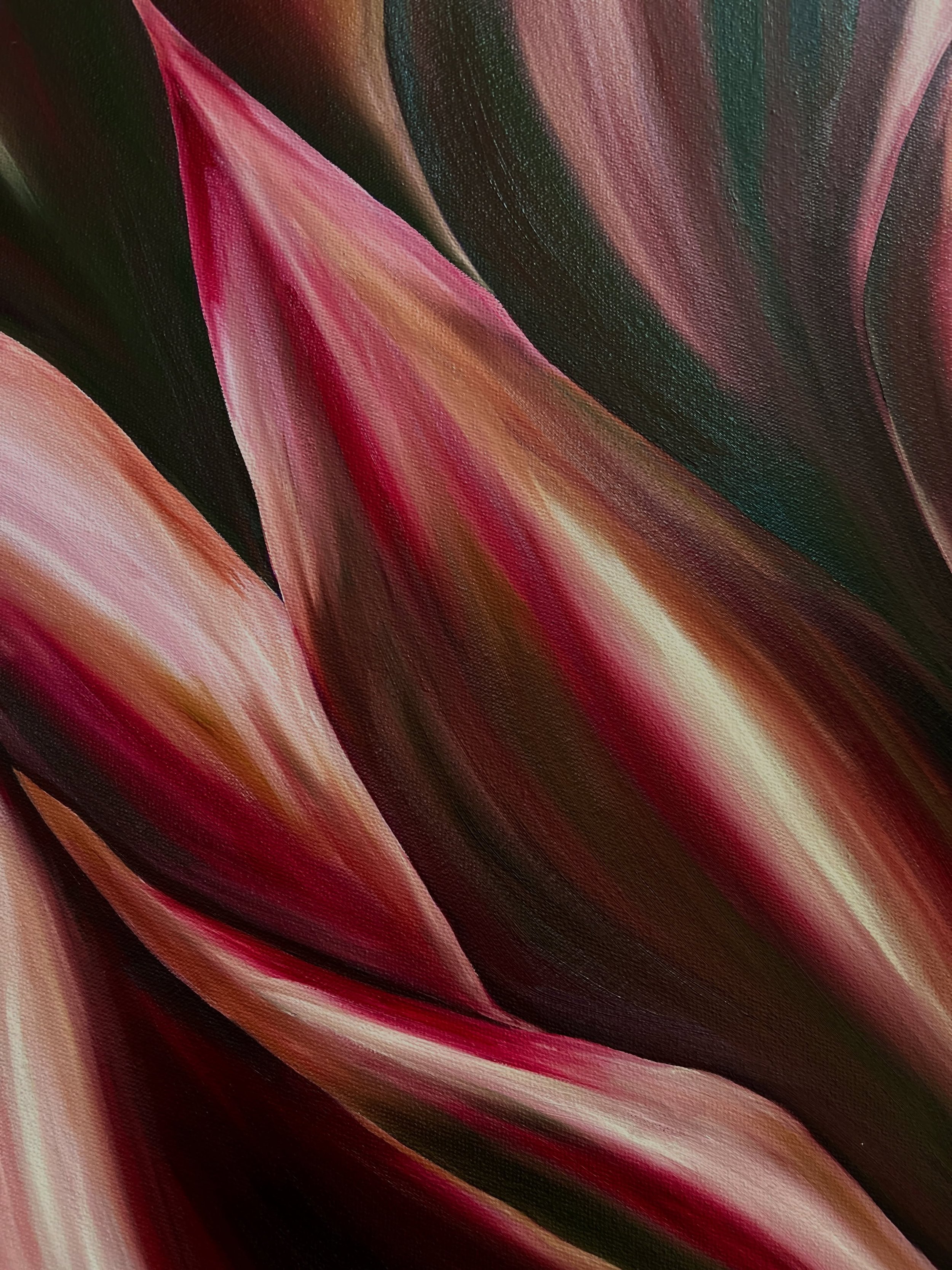 Inspired by the shapes and movement found in nature.

I love exploring how botanical forms can become something more abstract through colour, shape and movement.

Detail of my &lsquo;After Dark&rsquo; original oil painting.