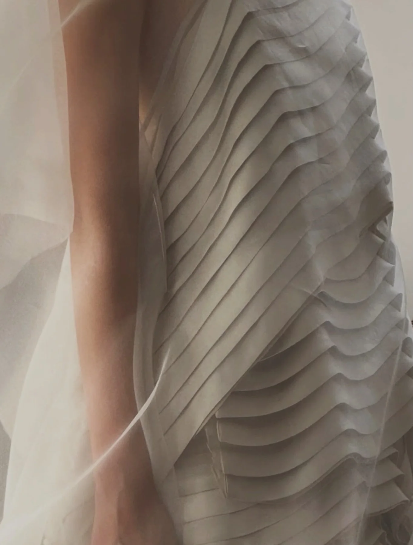 The beauty is in the construction.

Directional tucks are a technique I&rsquo;ve always loved to work with, taking something so precise and considered in the pattern making and turning it into texture, movement and form.

A beautiful detail from Anne