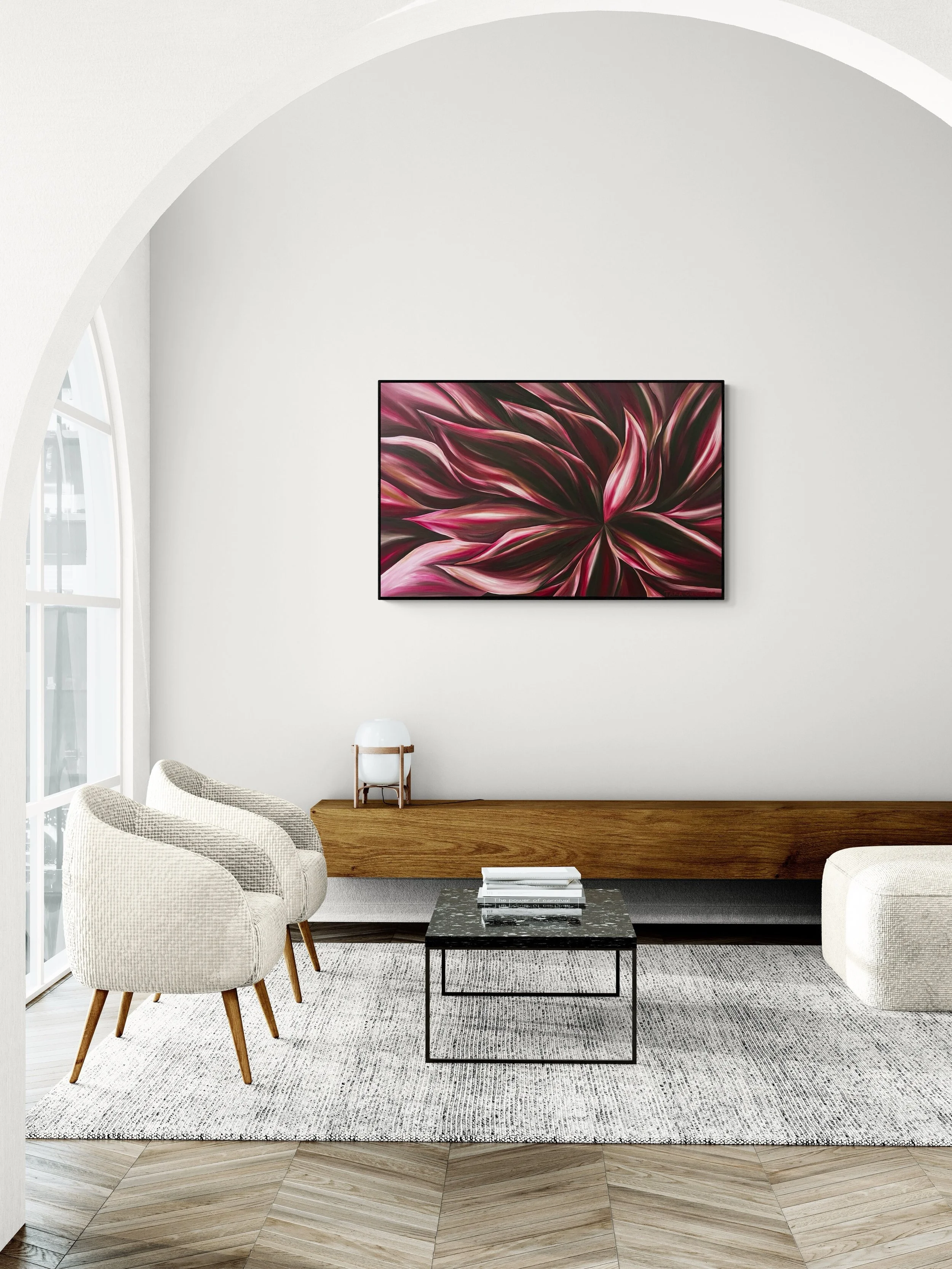 After Dark, oil on canvas.
Bringing a little colour and drama to a beautifully minimal space.