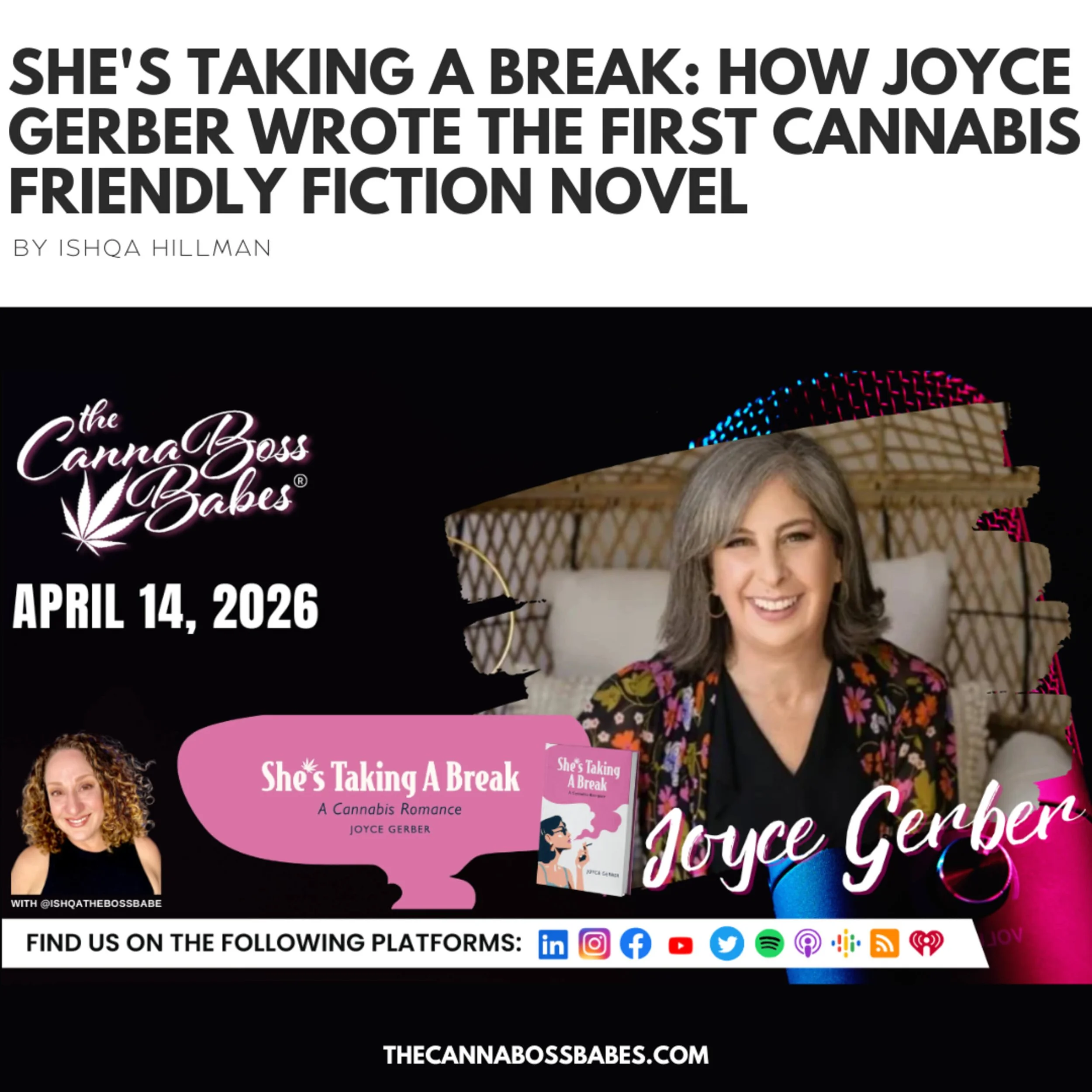 She's Taking a Break: Joyce Gerber on Writing the First Cannabis Friendly Fiction Novel