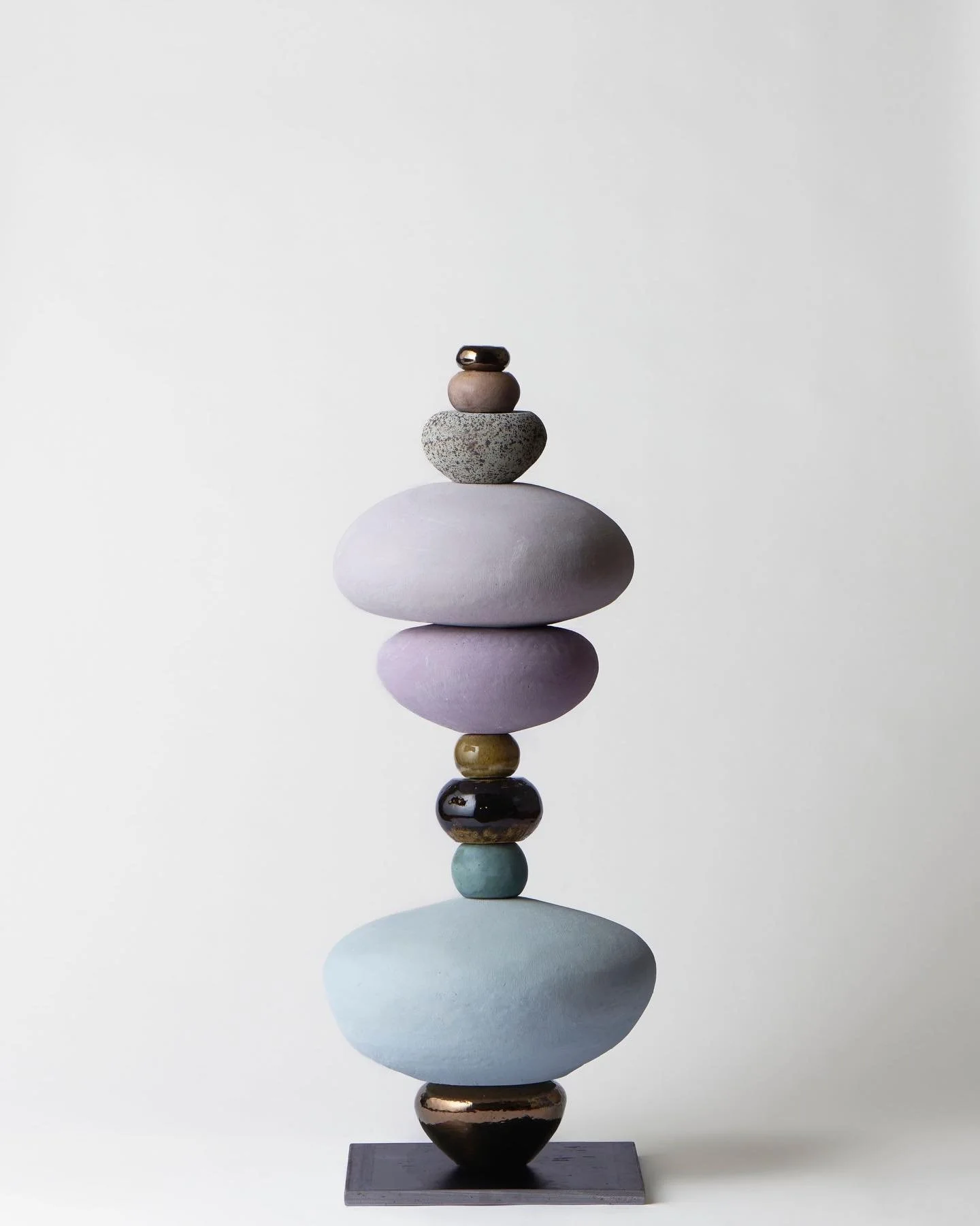 Returned to calm. 
After a whirlwind trip to Bombay, abundant with food, family, fireworks - and of course Diwali gambling! 
And inspiration. What a place, what a vibe. 💙
Vessel Stack (Sky / Gaganah) 2025
Ceramic, glaze, steel
825 x 360 x 360cm