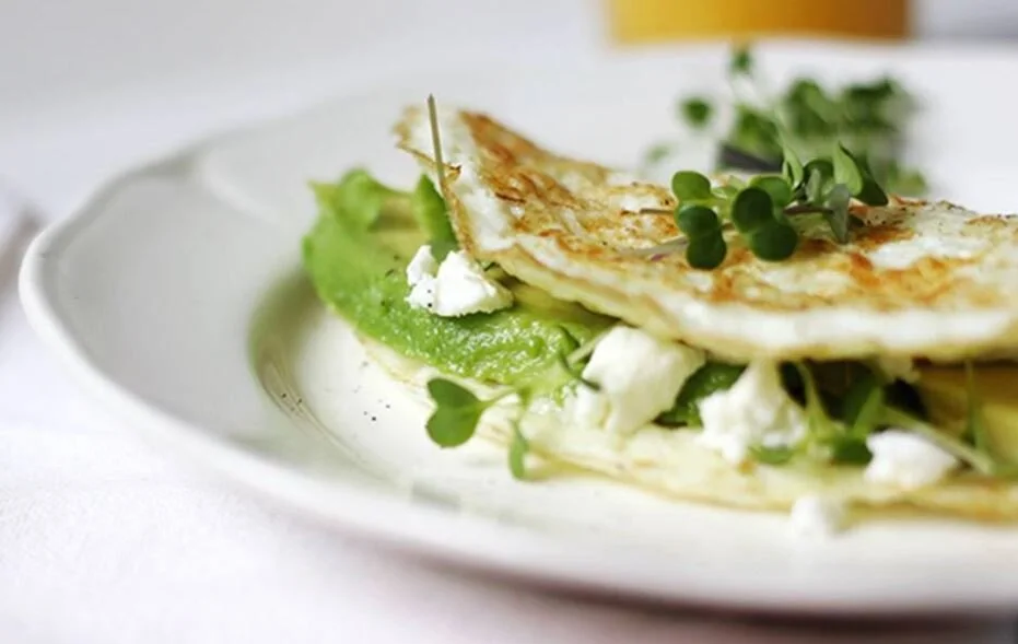 Egg White Omelet with Avacado & Microgreens