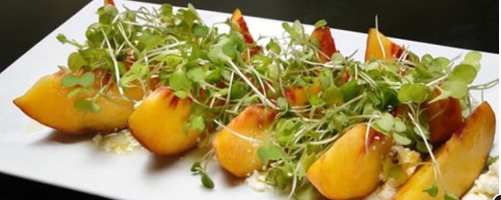 Peach Salad with Balsamic Vinegar & Microgreens