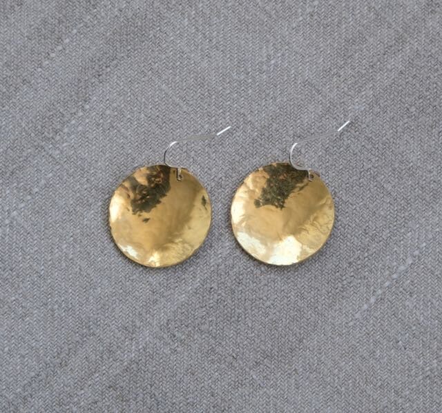 Hammered brass earring