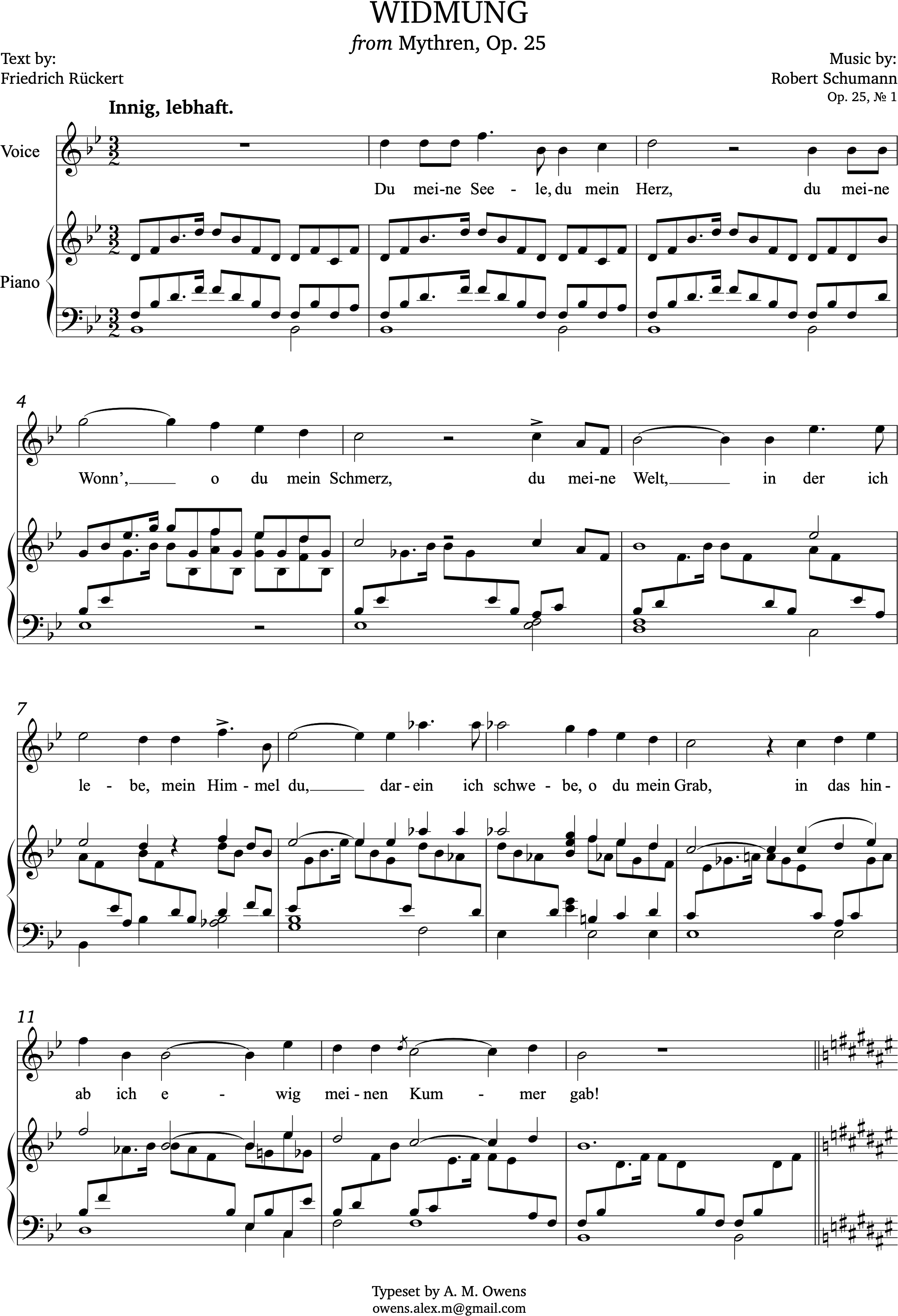 Schumann, Robert: Widmung - B-flat major