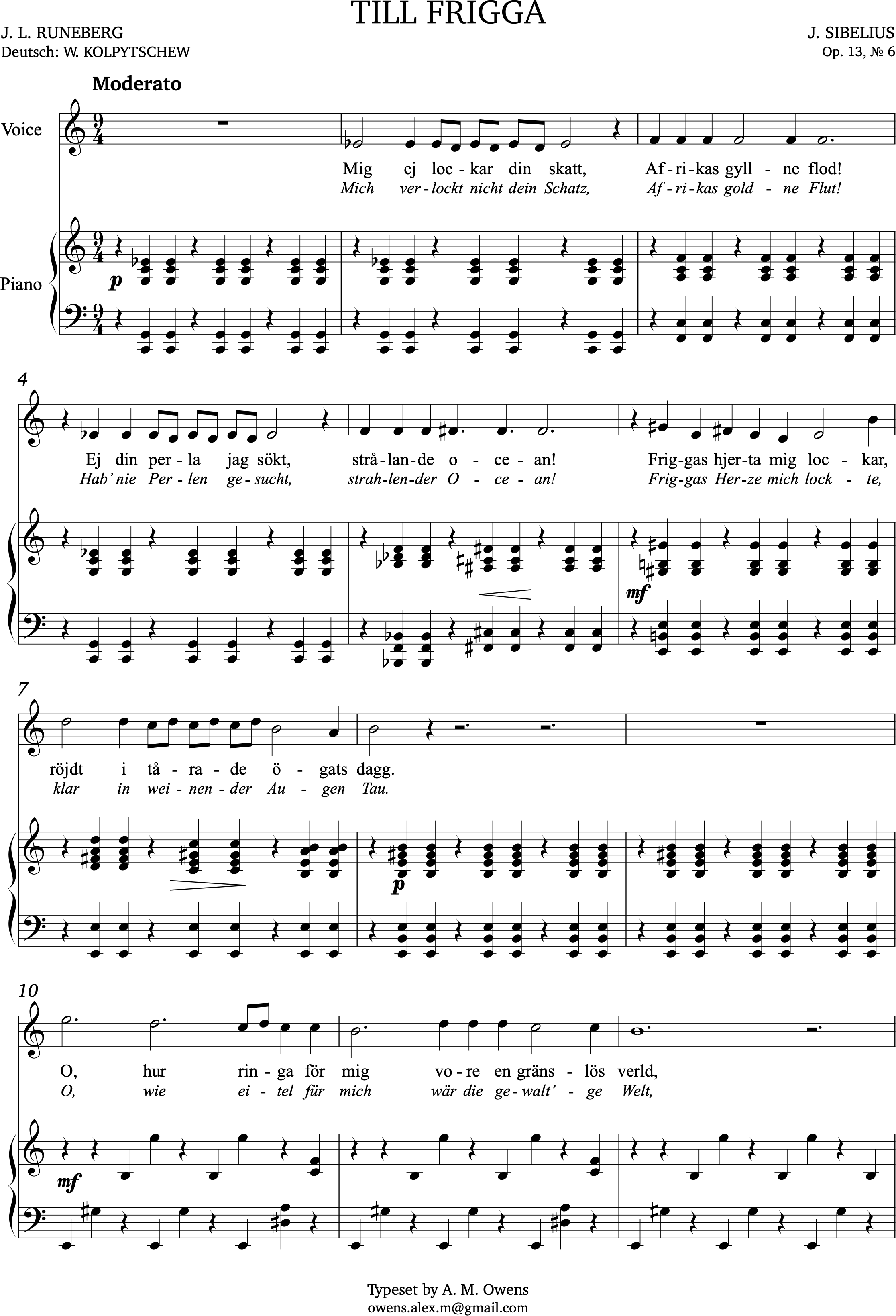 Sibelius, Jean: Till Frigga - A minor