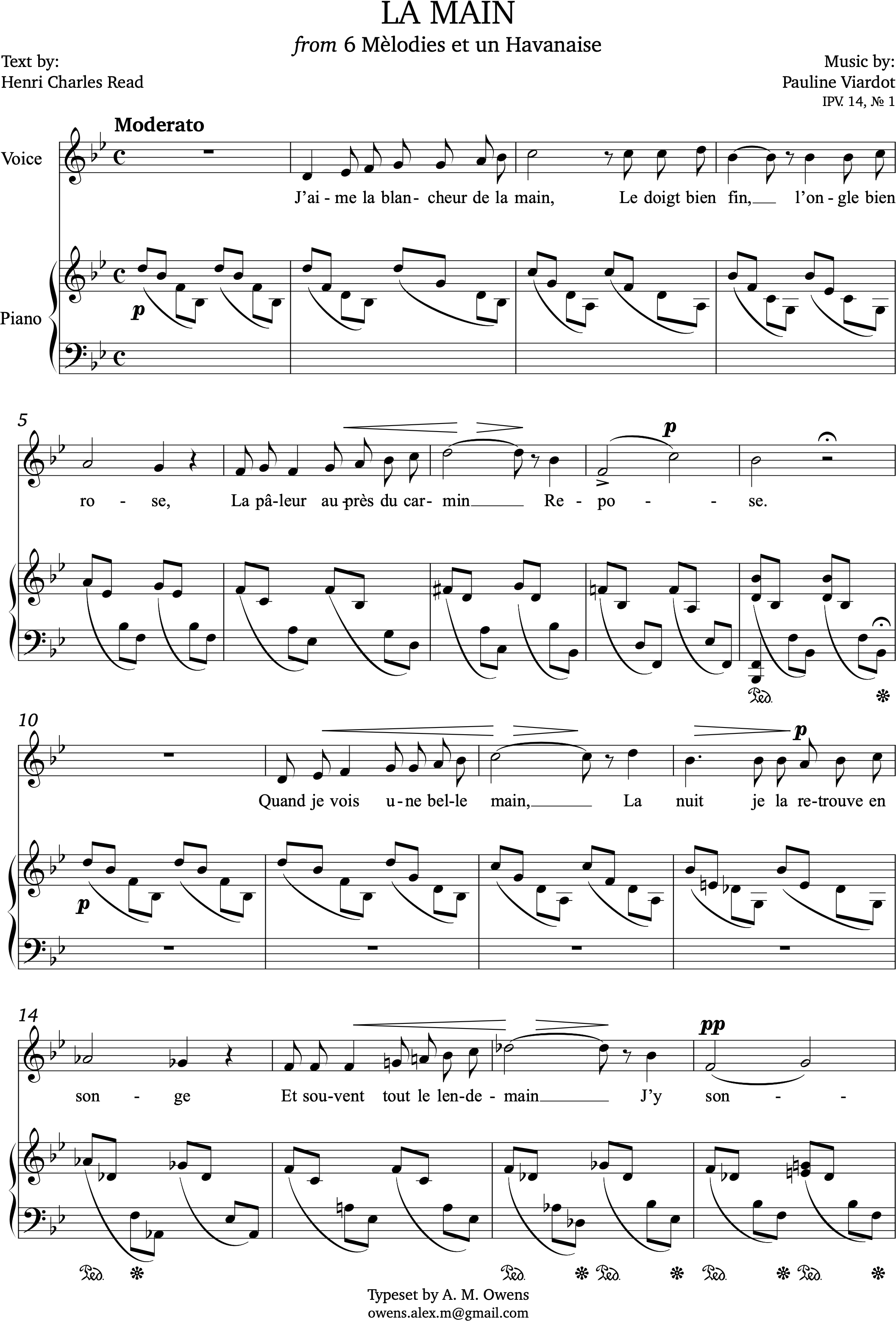 Viardot, Pauline: La Main - B-flat major