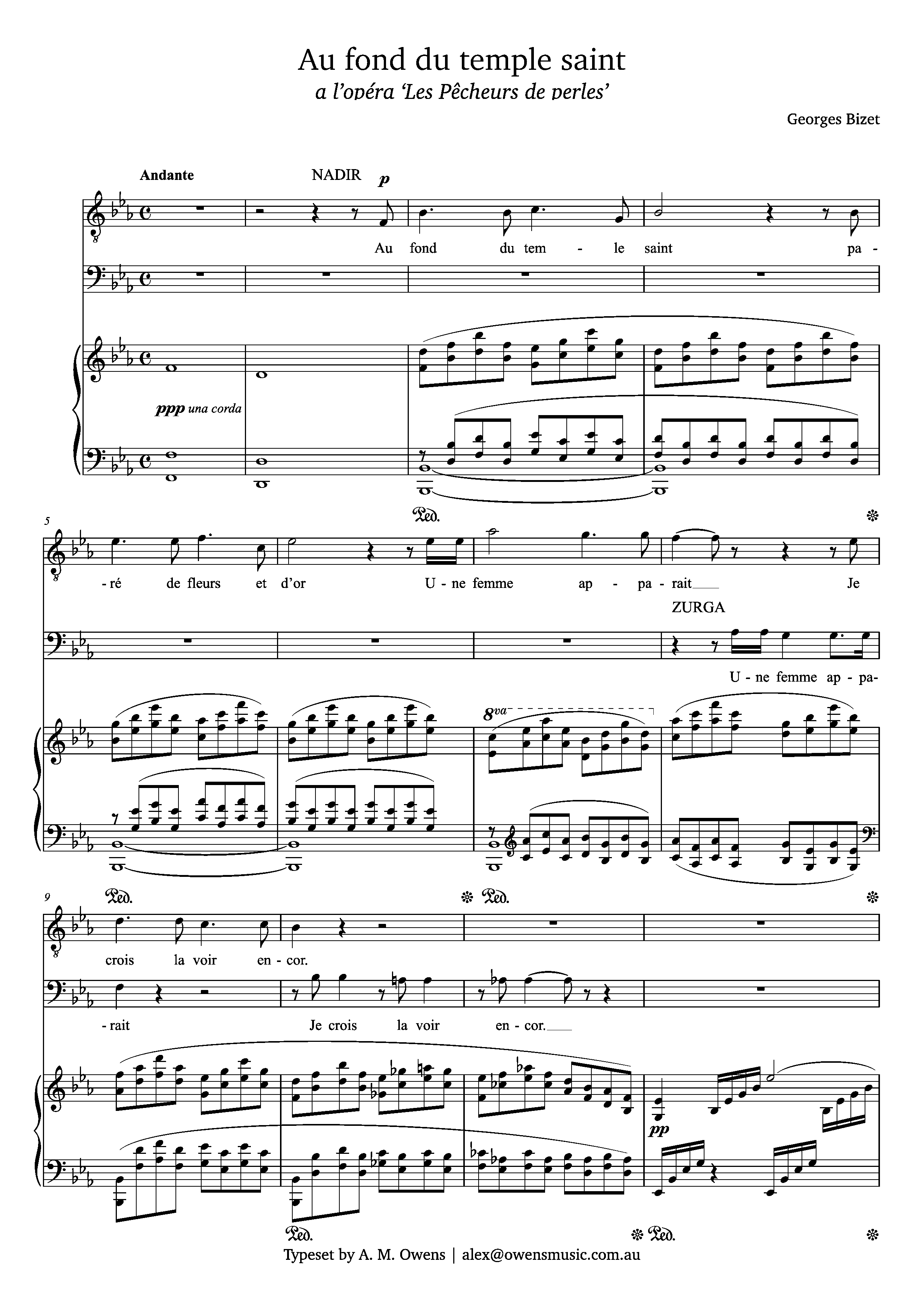 Bizet, Georges: Au fond du temple saint (Duet) from Les Pecheurs de perles - piano performance version