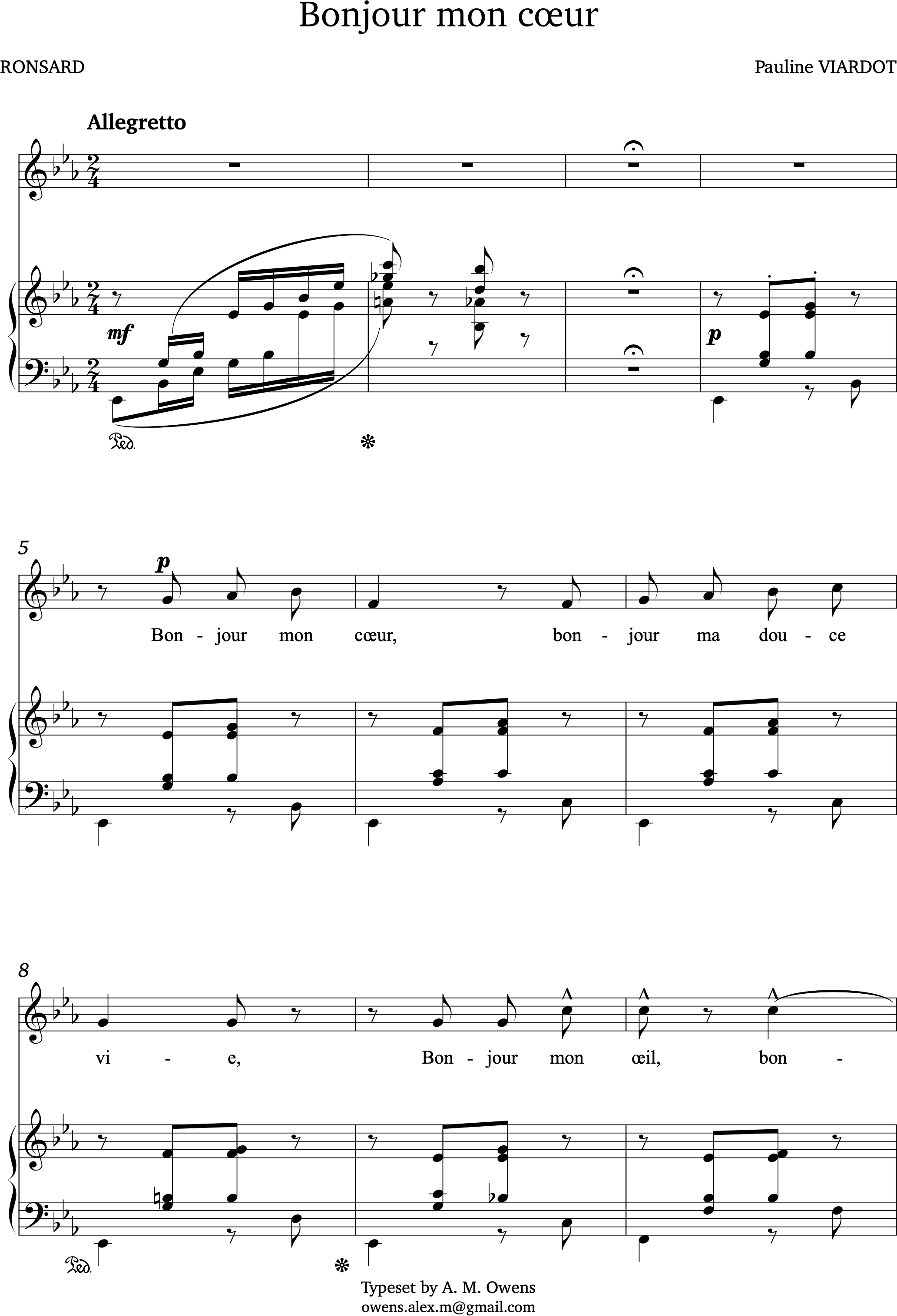 Viardot, Pauline: Bonjour mon coeur - original key