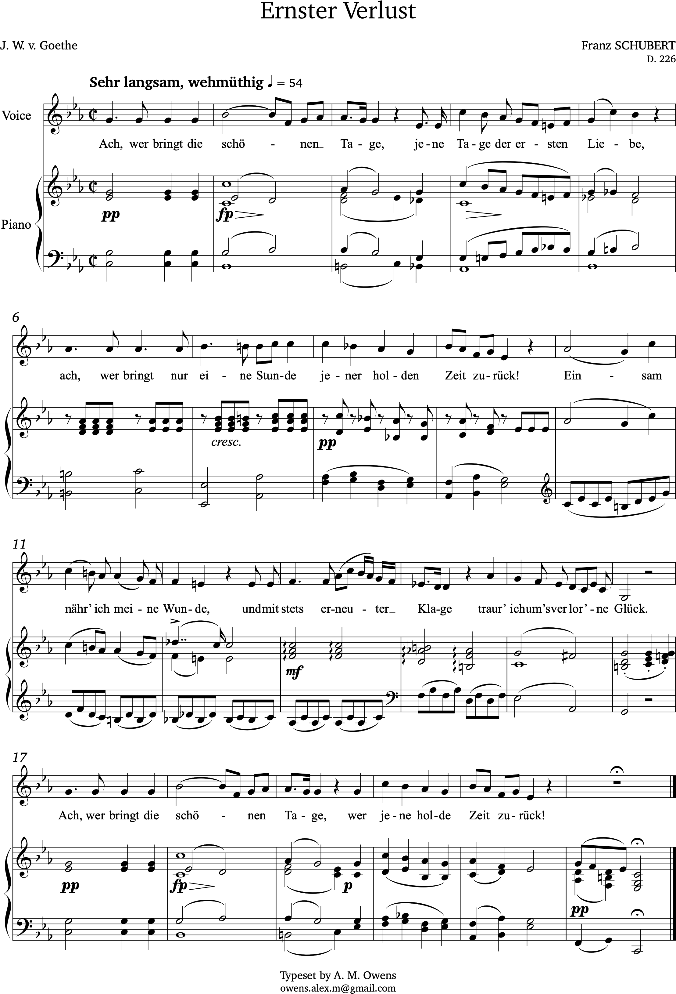 Schubert, Franz: Ernste Verlust, D. 226 - C minor