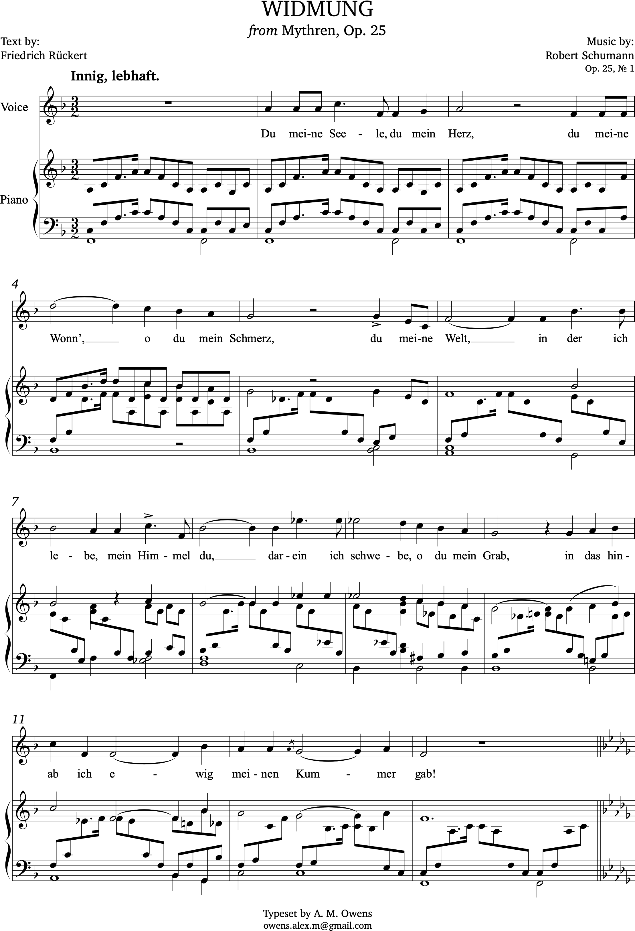 Schumann, Robert: Widmung - F major
