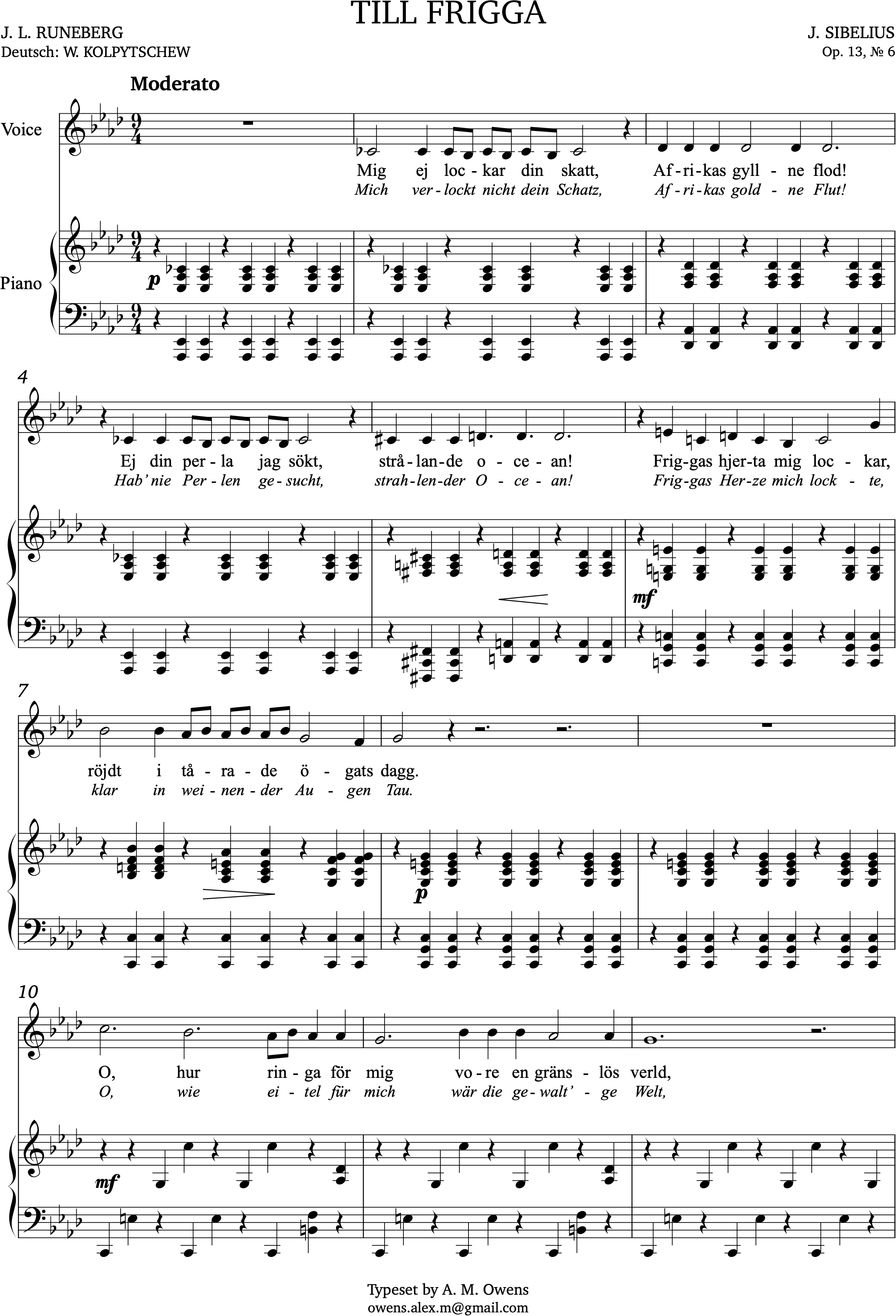 Sibelius, Jean: Till Frigga - F minor