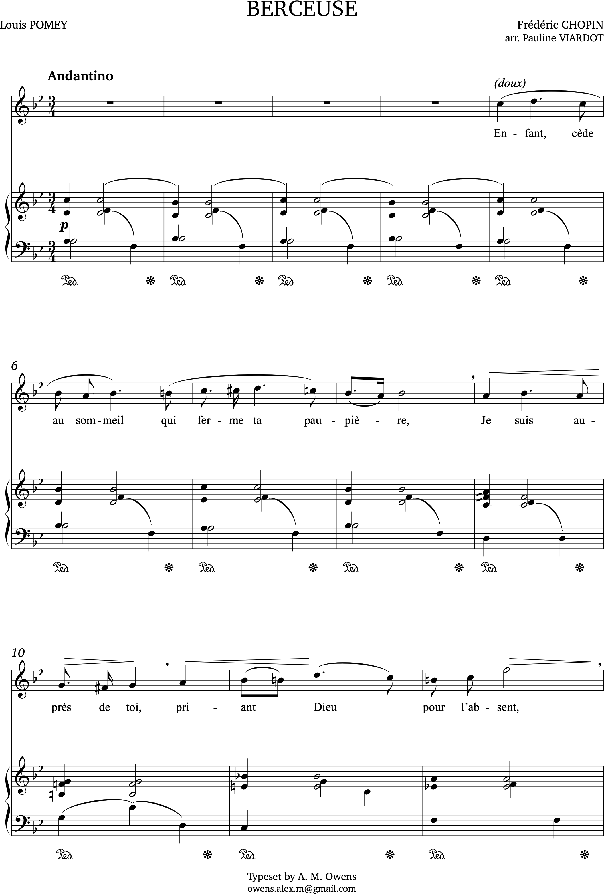 Viardot, Pauline: Berceuse (after Chopin) - B-flat major