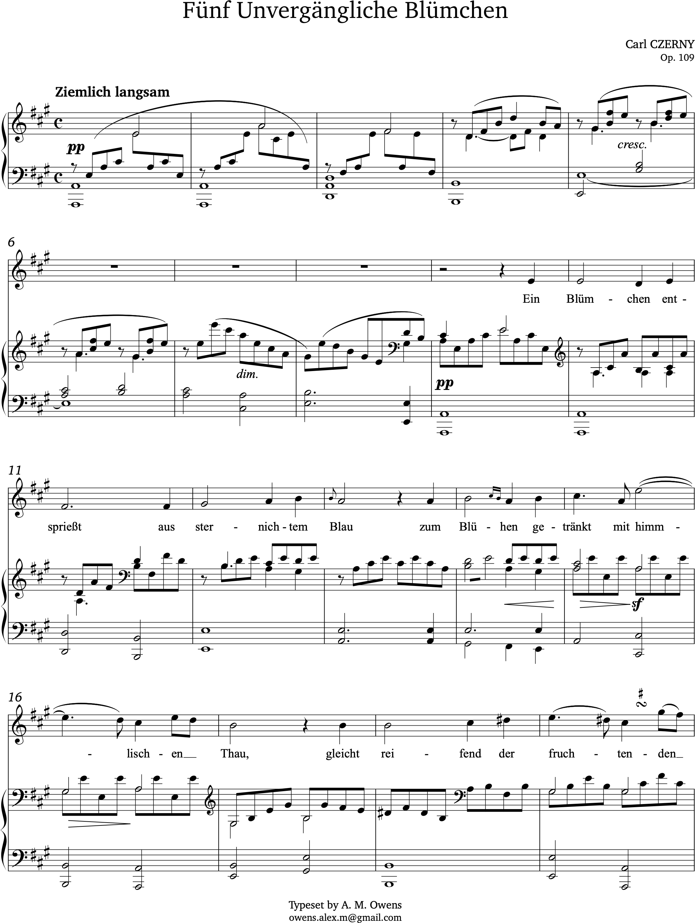 Czerny, Carl: 5 Unvergängliche Blümchen - A major