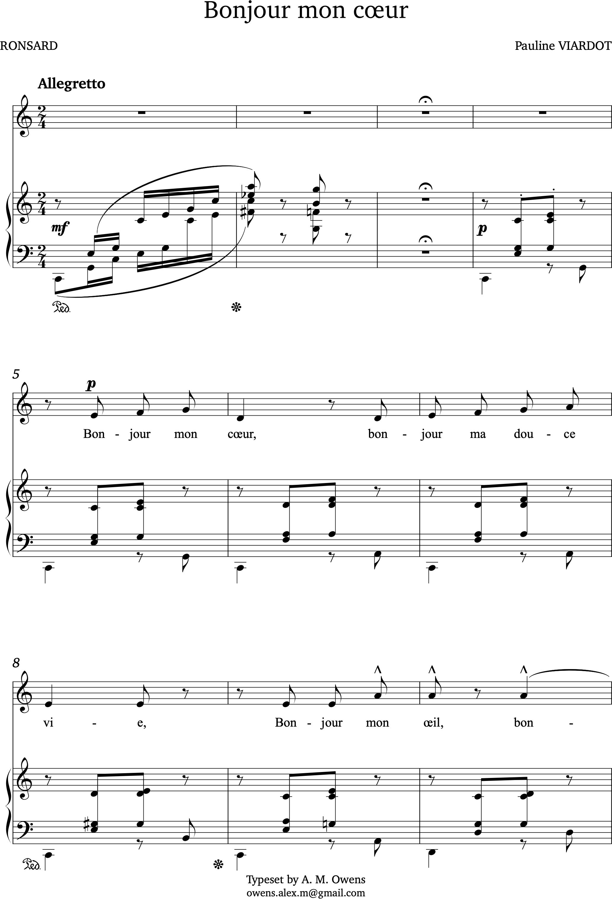 Viardot, Pauline: Bonjour mon coeur - C major