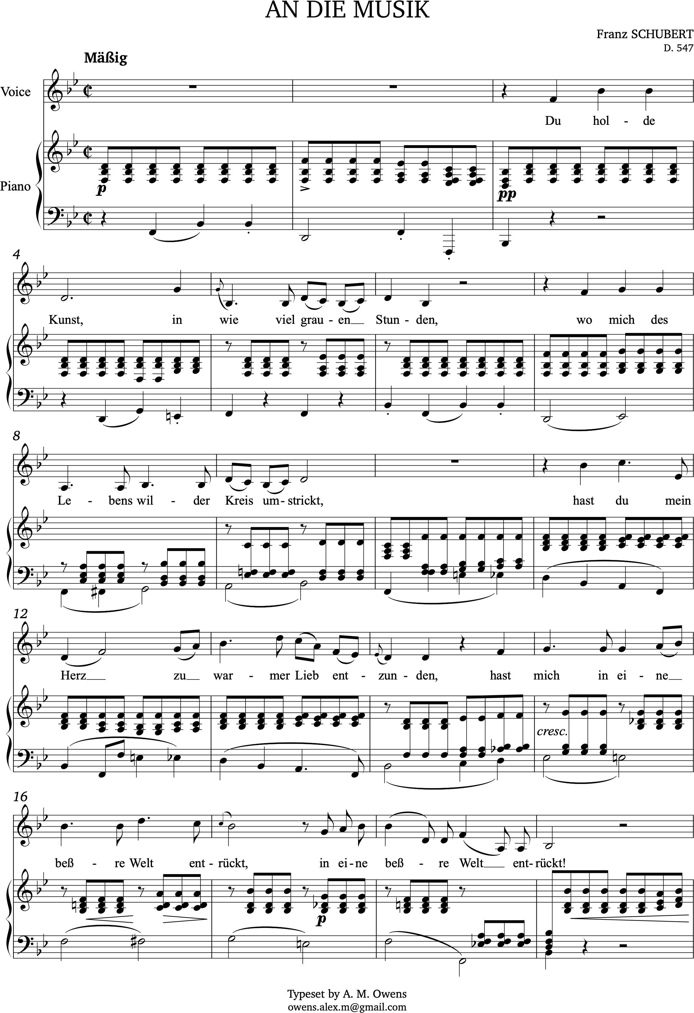 Schubert, Franz: An die Musik, D. 547 - B-flat major