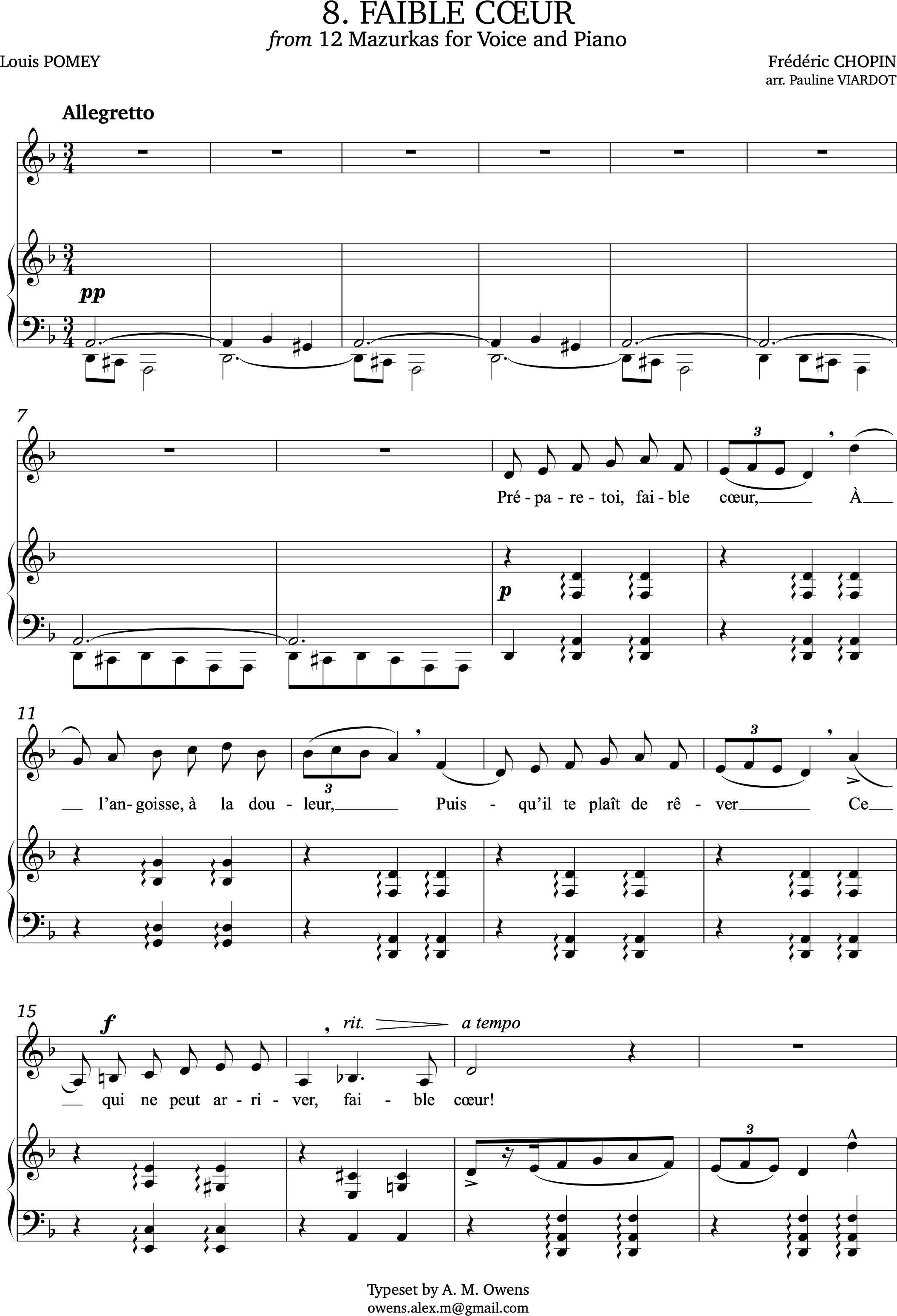 Viardot, Pauline: Faible coeur (after Chopin) - D minor
