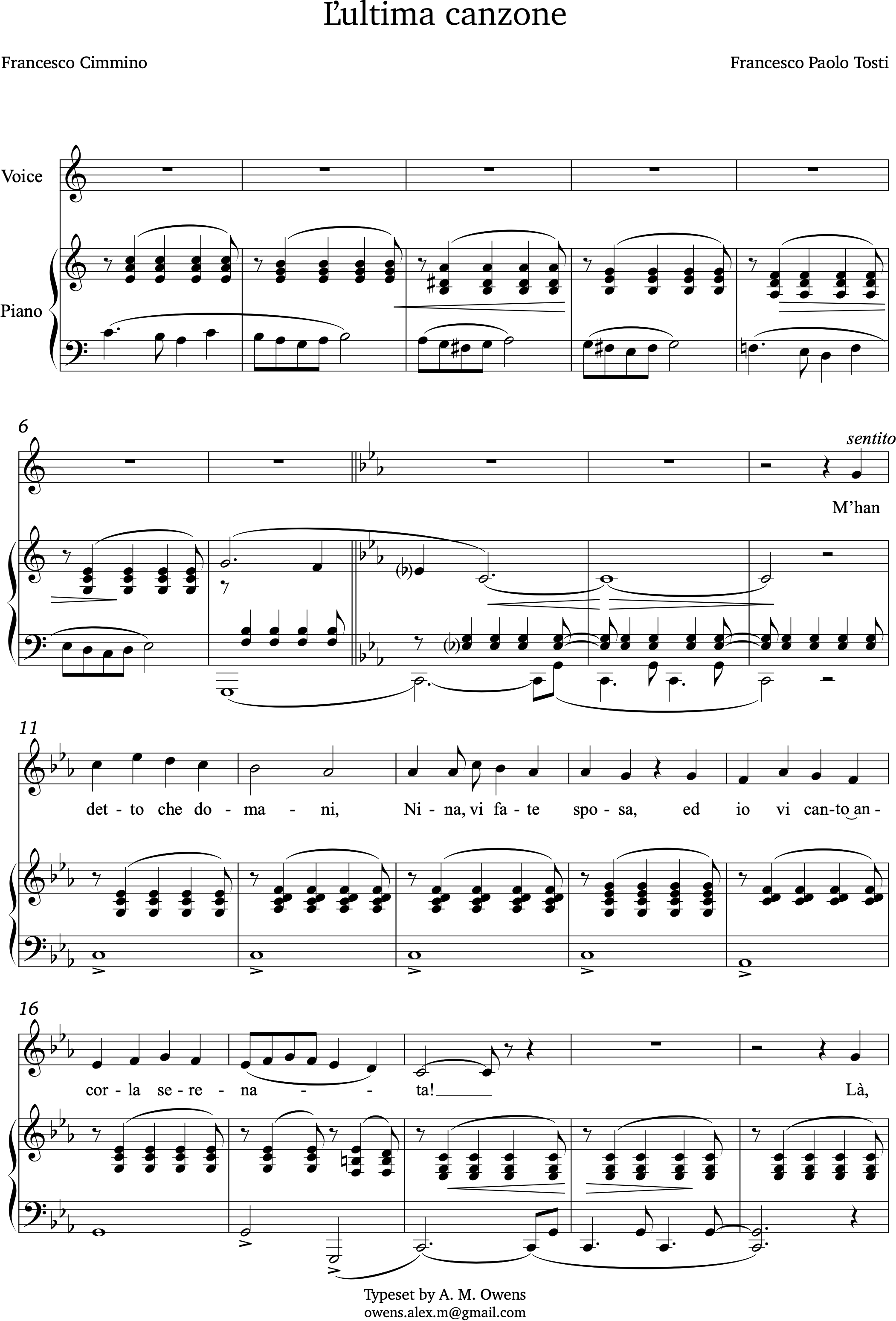 Tosti, Francesco: L'ultima canzona - C