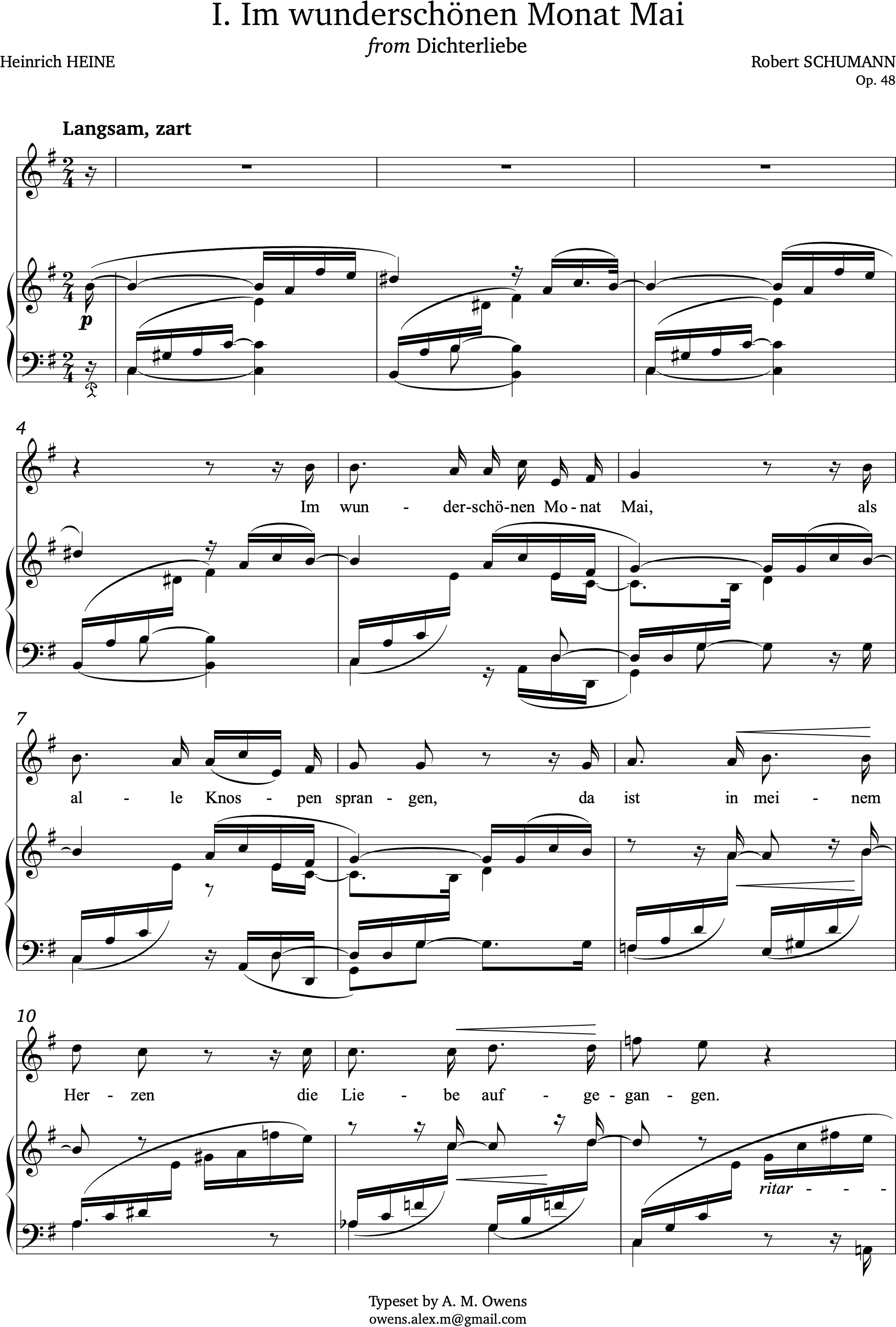 Schumann, Robert: Im wunderschönen Monat Mai from Dichterliebe, op. 48 - G major