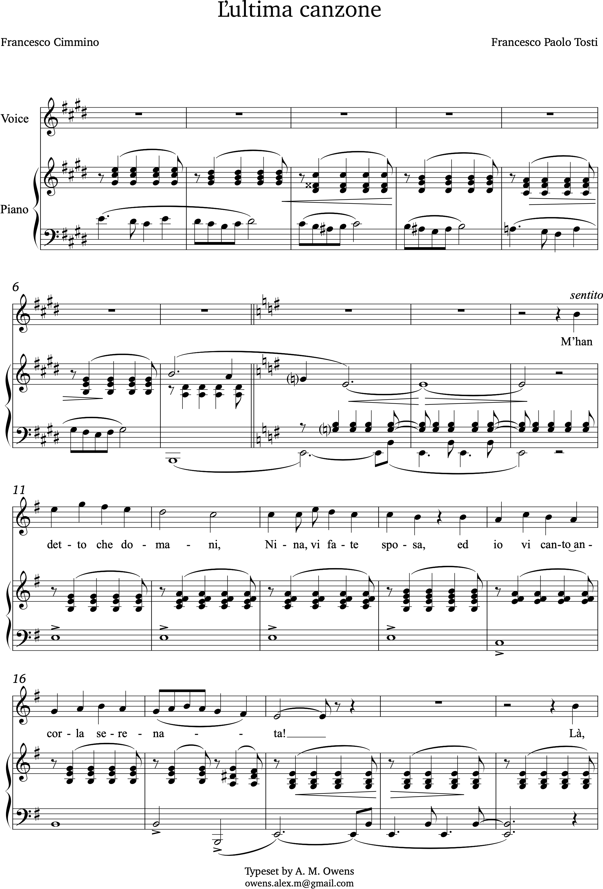 Tosti, Francesco: L'ultima canzone - E