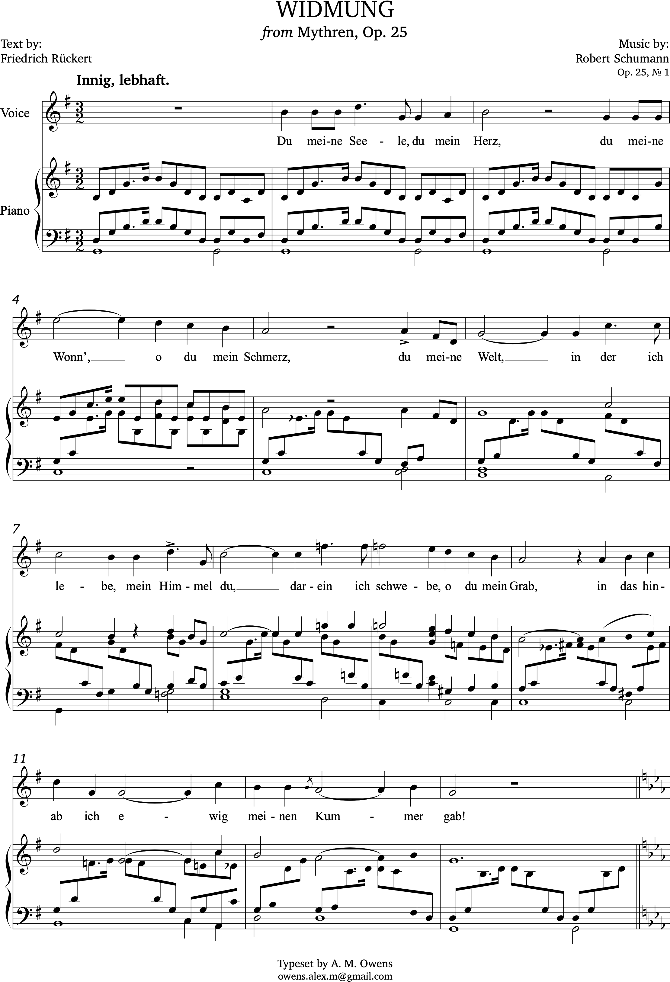 Schumann, Robert: Widmung - G major