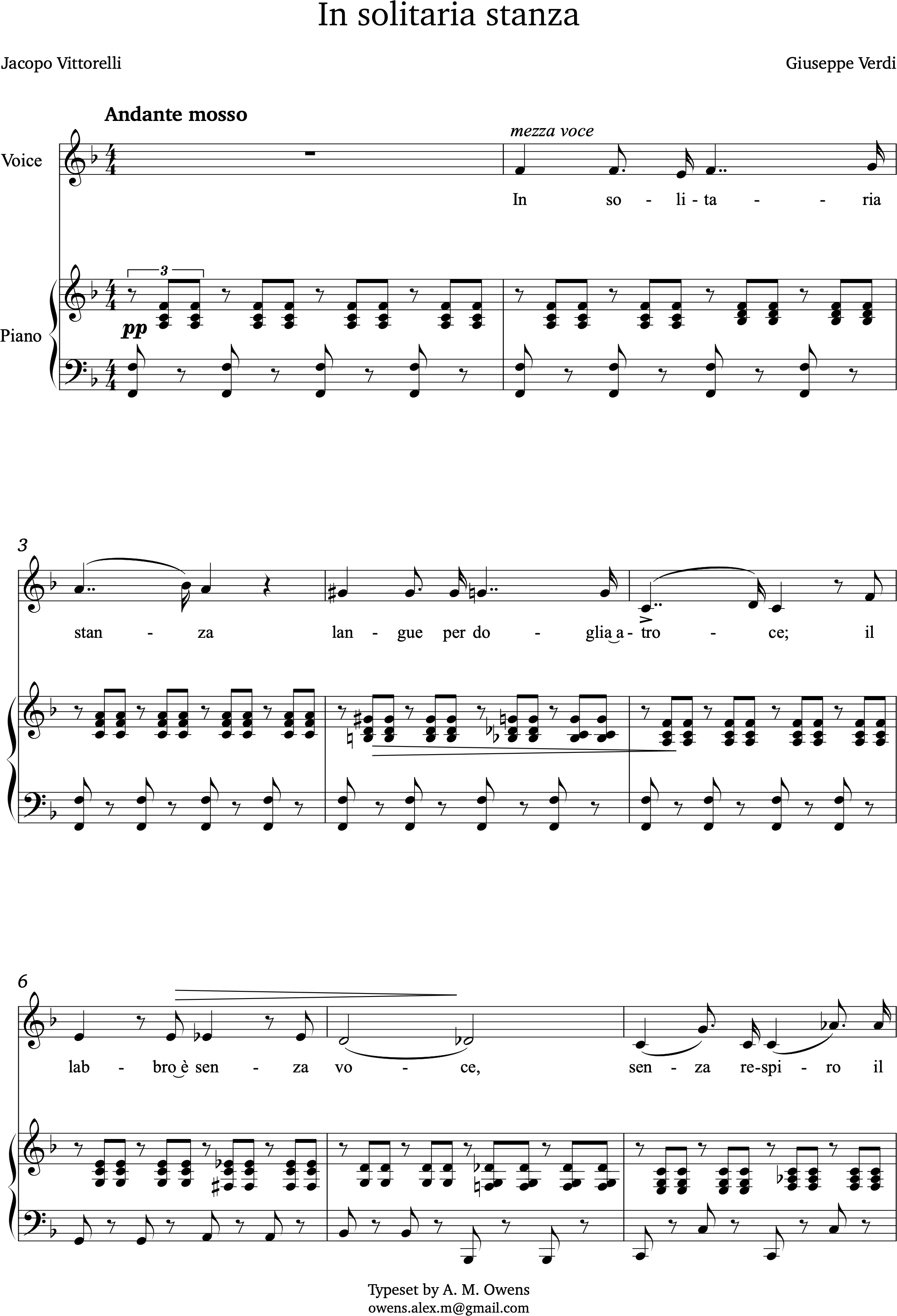 Verdi, Giuseppe: In solitaria stanza - F