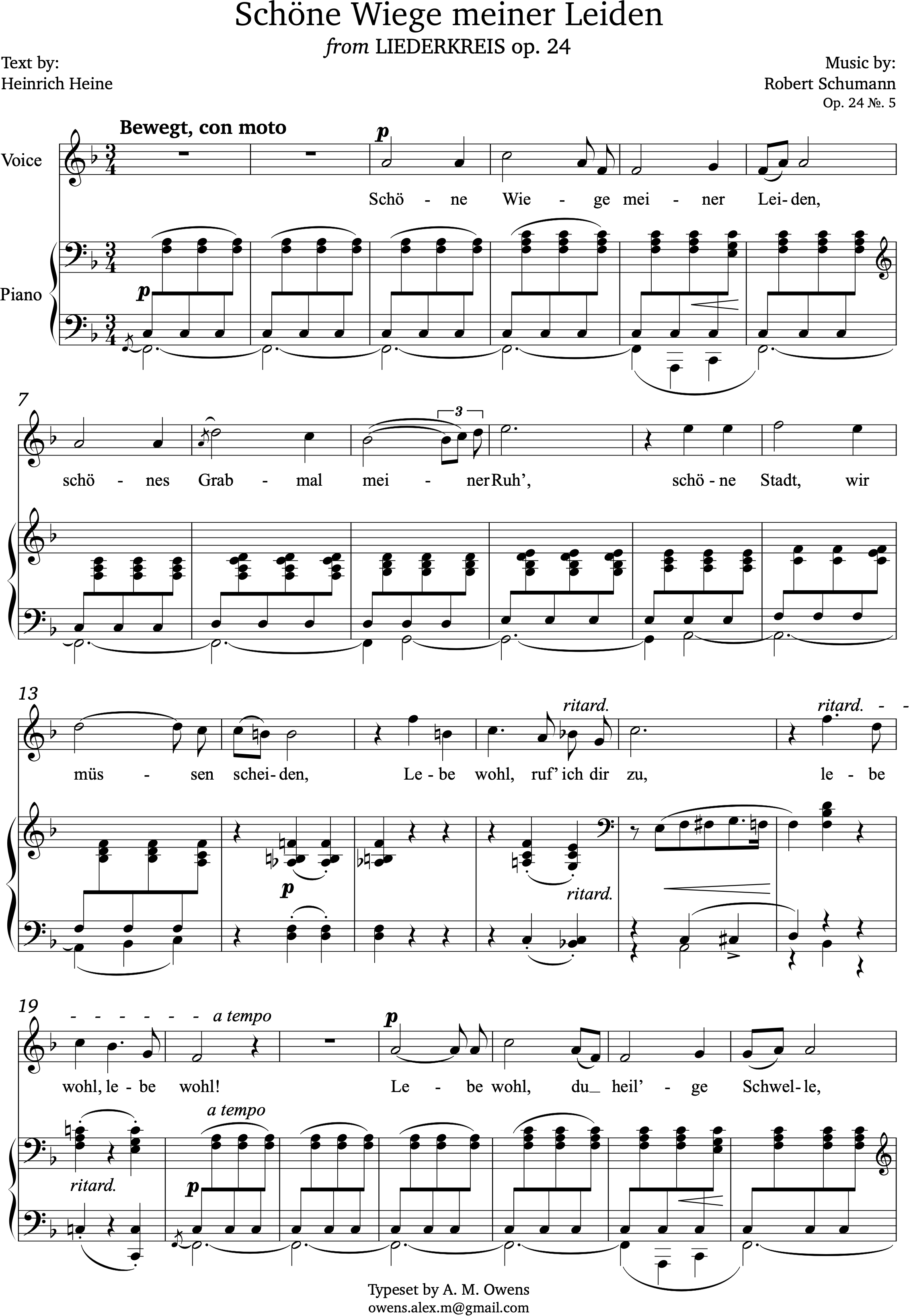 Schumann, Robert: Schöne Wiege meiner Leiden from Liederkreis, op. 24 - F major