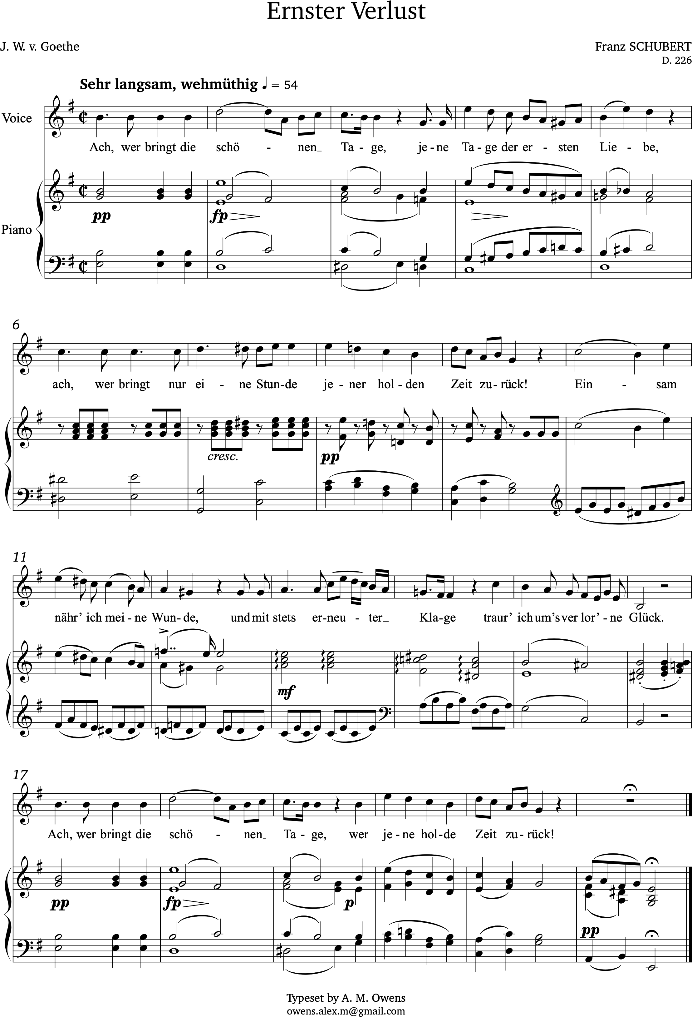 Schubert, Franz: Ernste Verlust, D. 226 - E minor