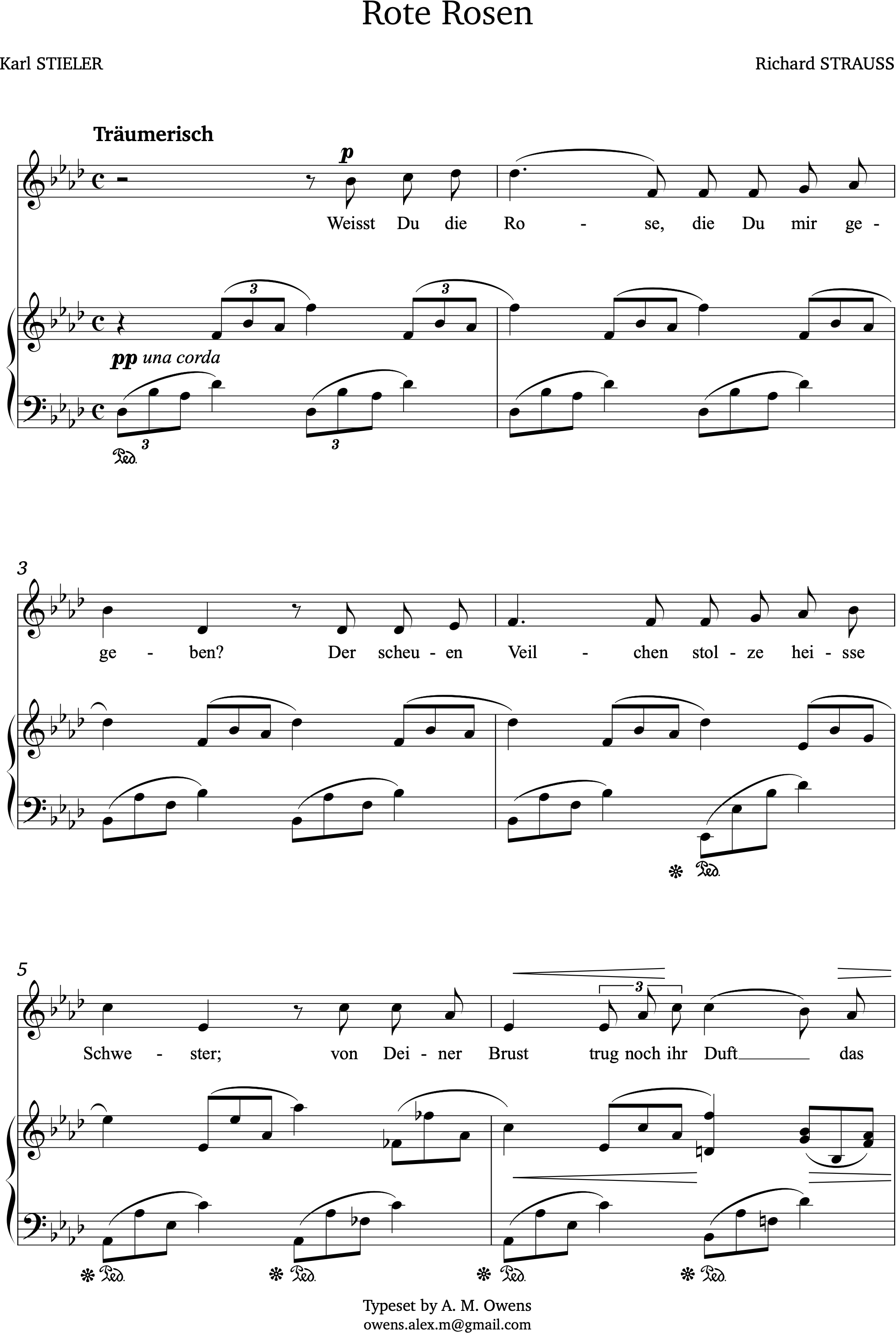 Strauss, Richard: Rote Rosen - original key