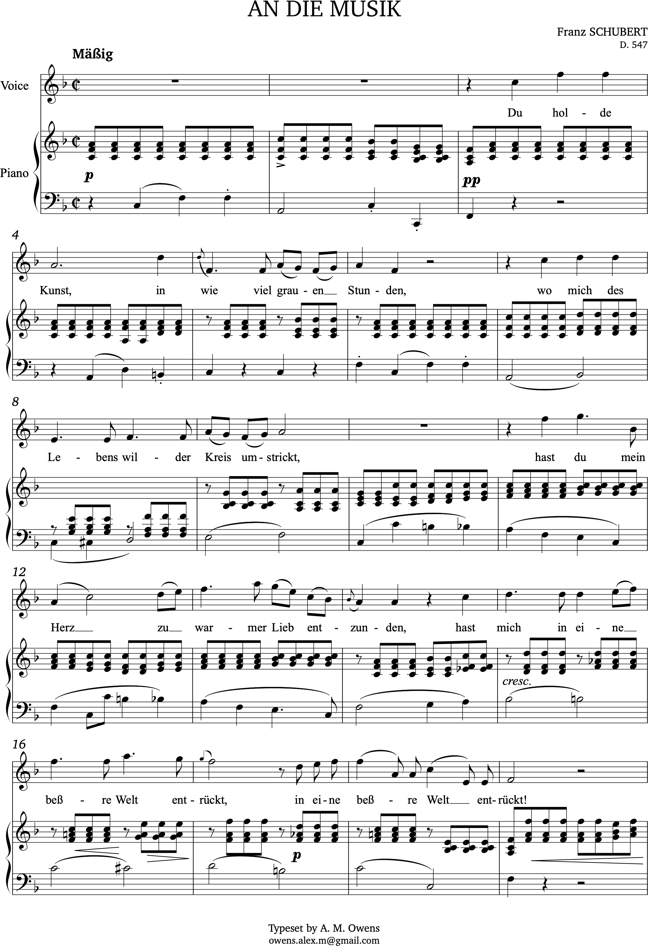 Schubert, Franz: An die Musik, D. 547 - F major
