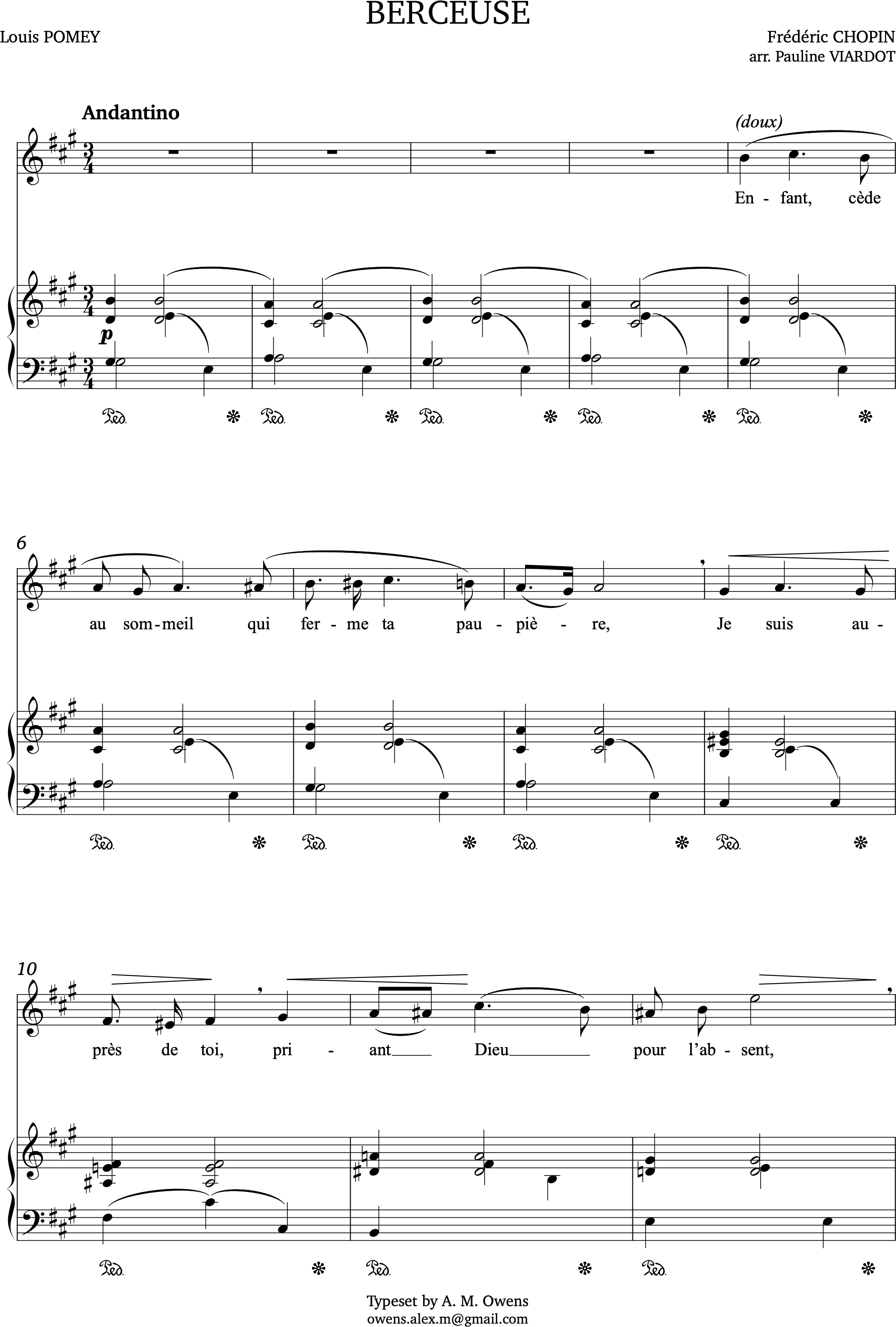 Viardot, Pauline: Berceuse (after Chopin) - A major