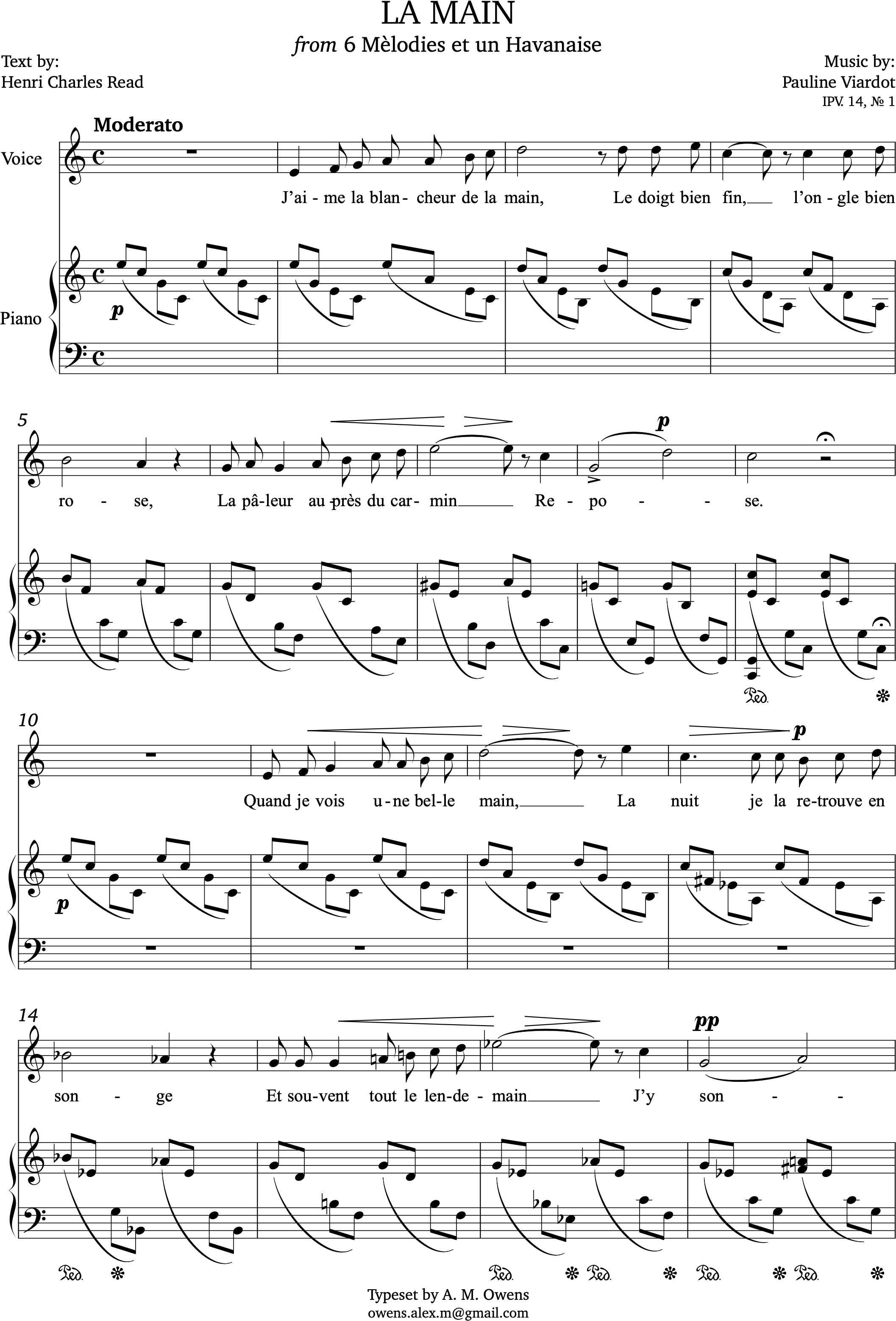Viardot, Pauline: La Main - original key