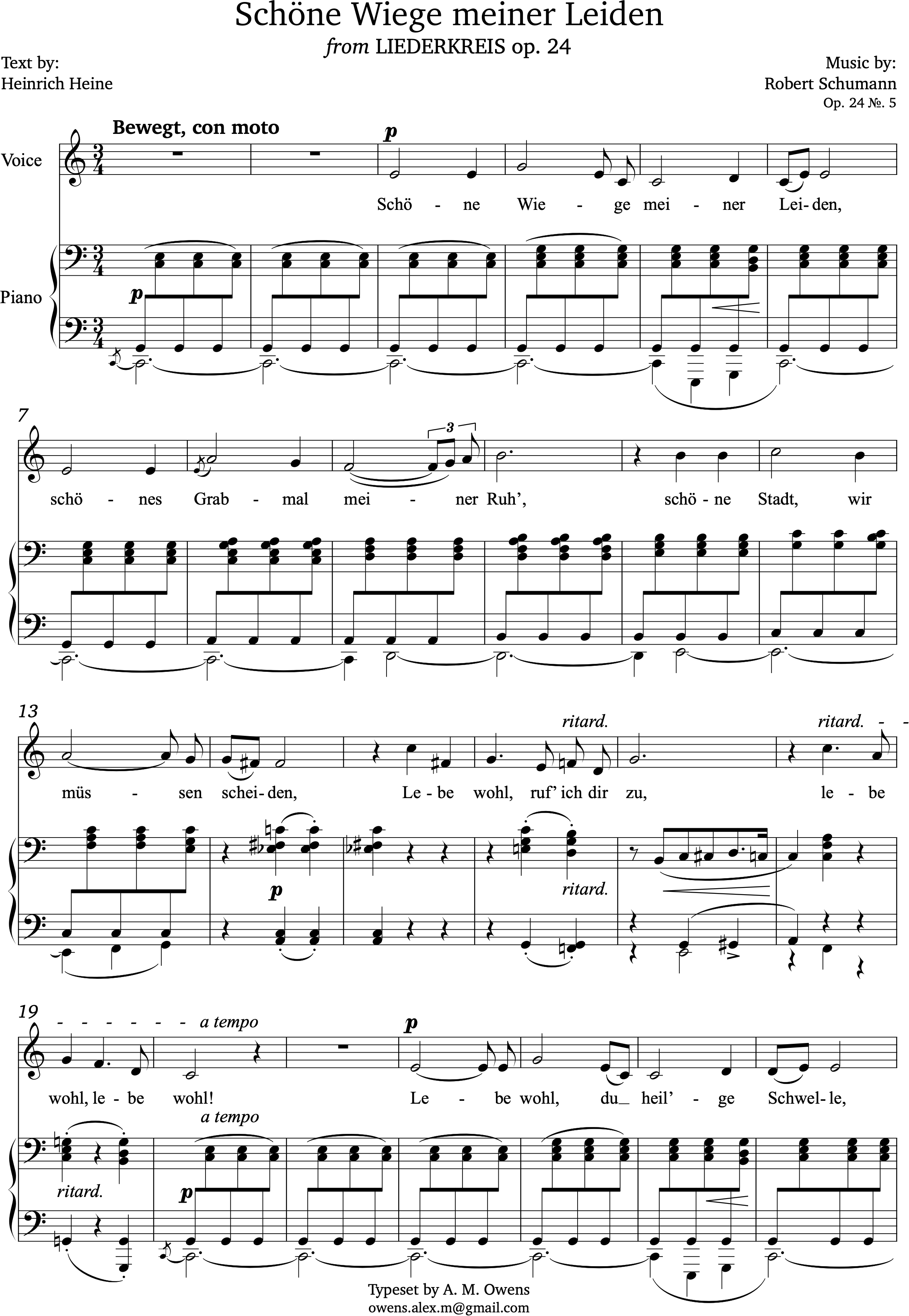 Schumann, Robert: Schöne Wiege meiner Leiden from Liederkreis, op. 24 - C major