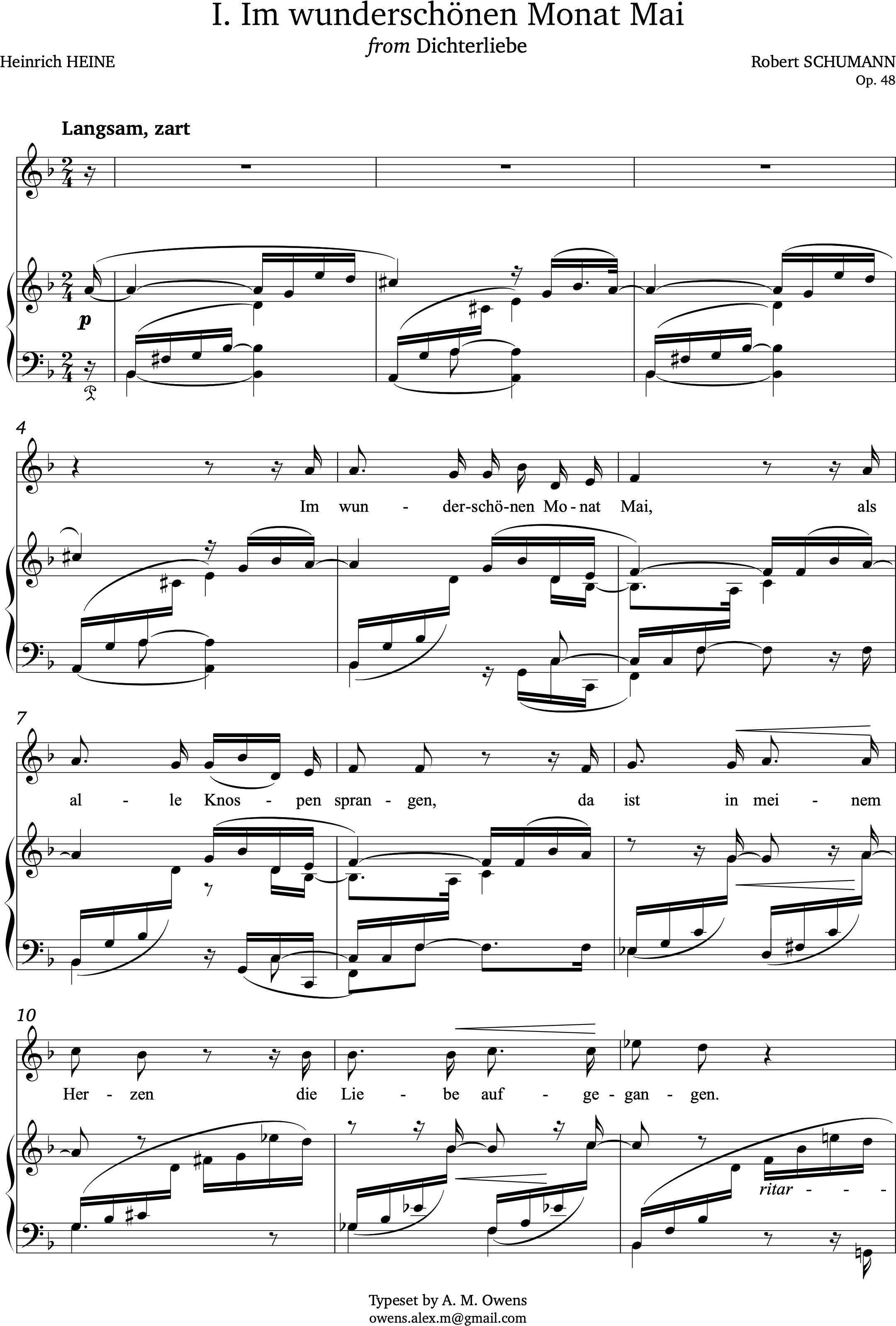 Schumann, Robert: Im wunderschönen Monat Mai from Dichterliebe, op. 48 - F major