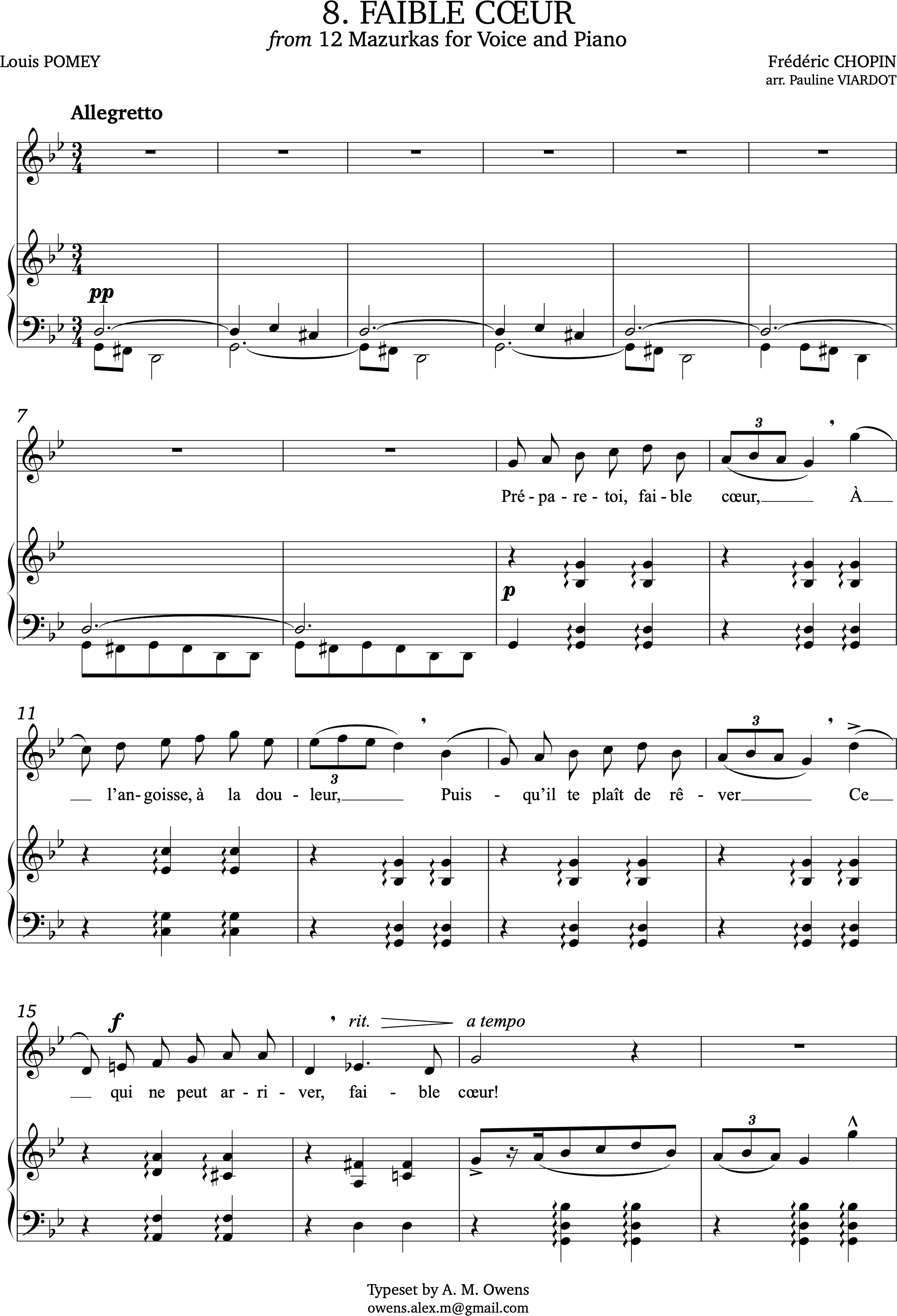 Viardot, Pauline: Fabile coeur (after Chopin) - G minor