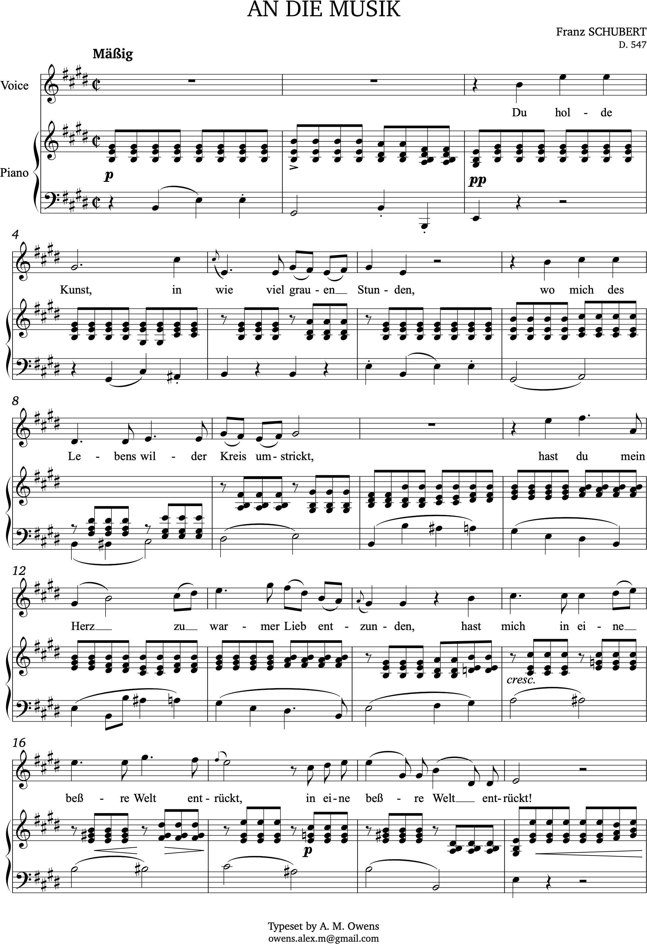 Schubert, Franz: An die Musik, D. 547 - E major