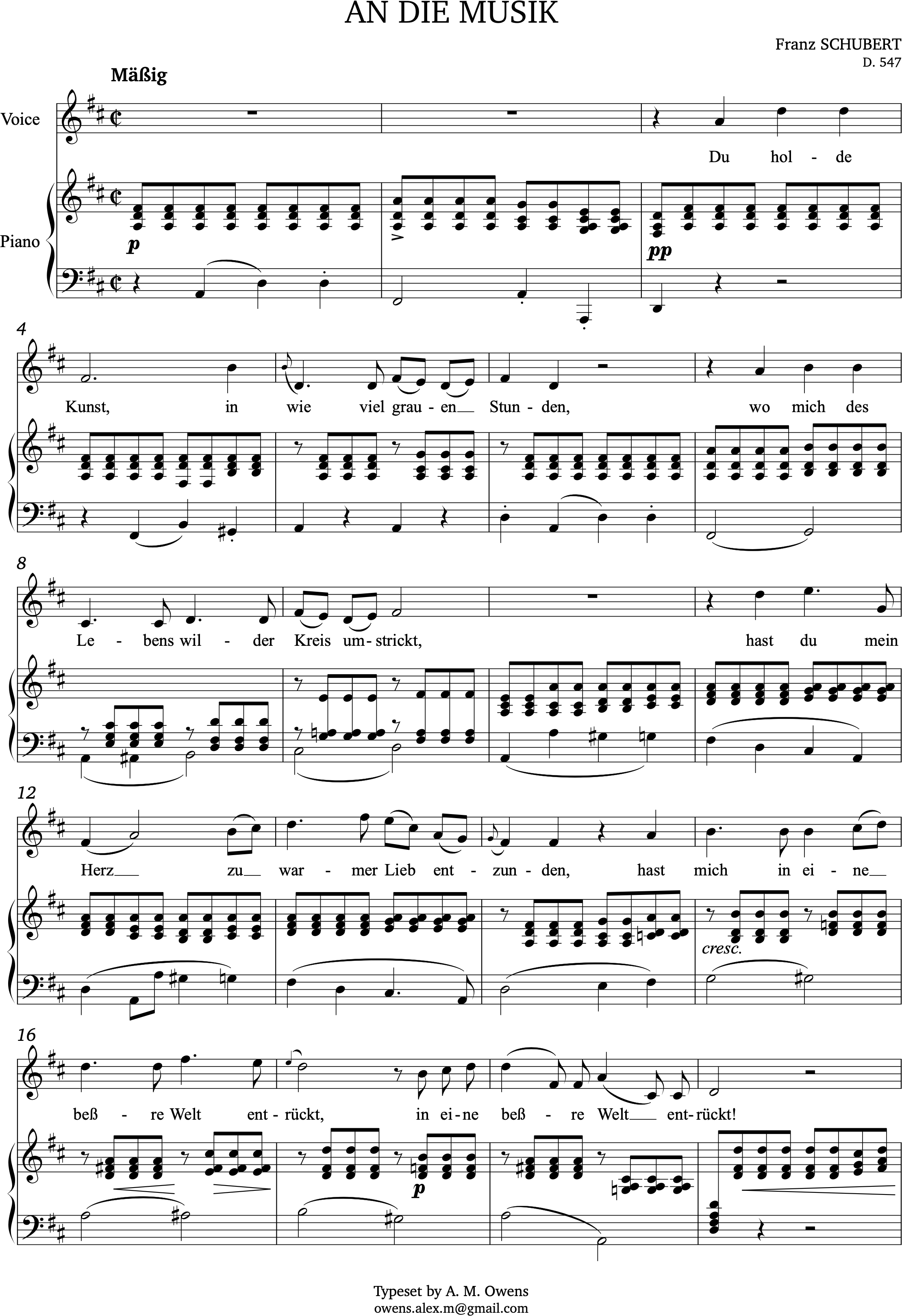 Schubert, Franz: An die Musik, D. 547 - original key