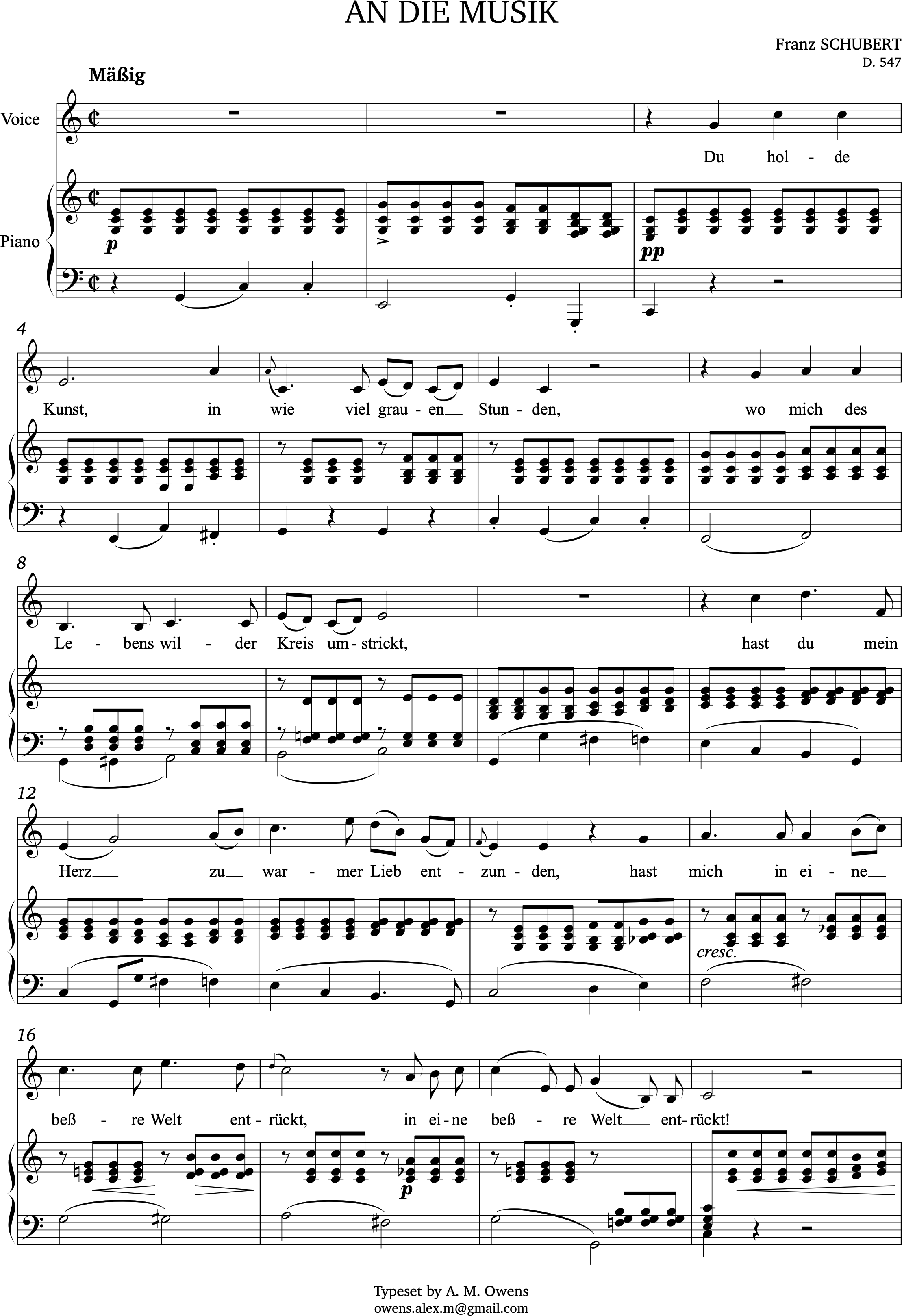 Schubert, Franz: An die Musik, D. 547 - C major