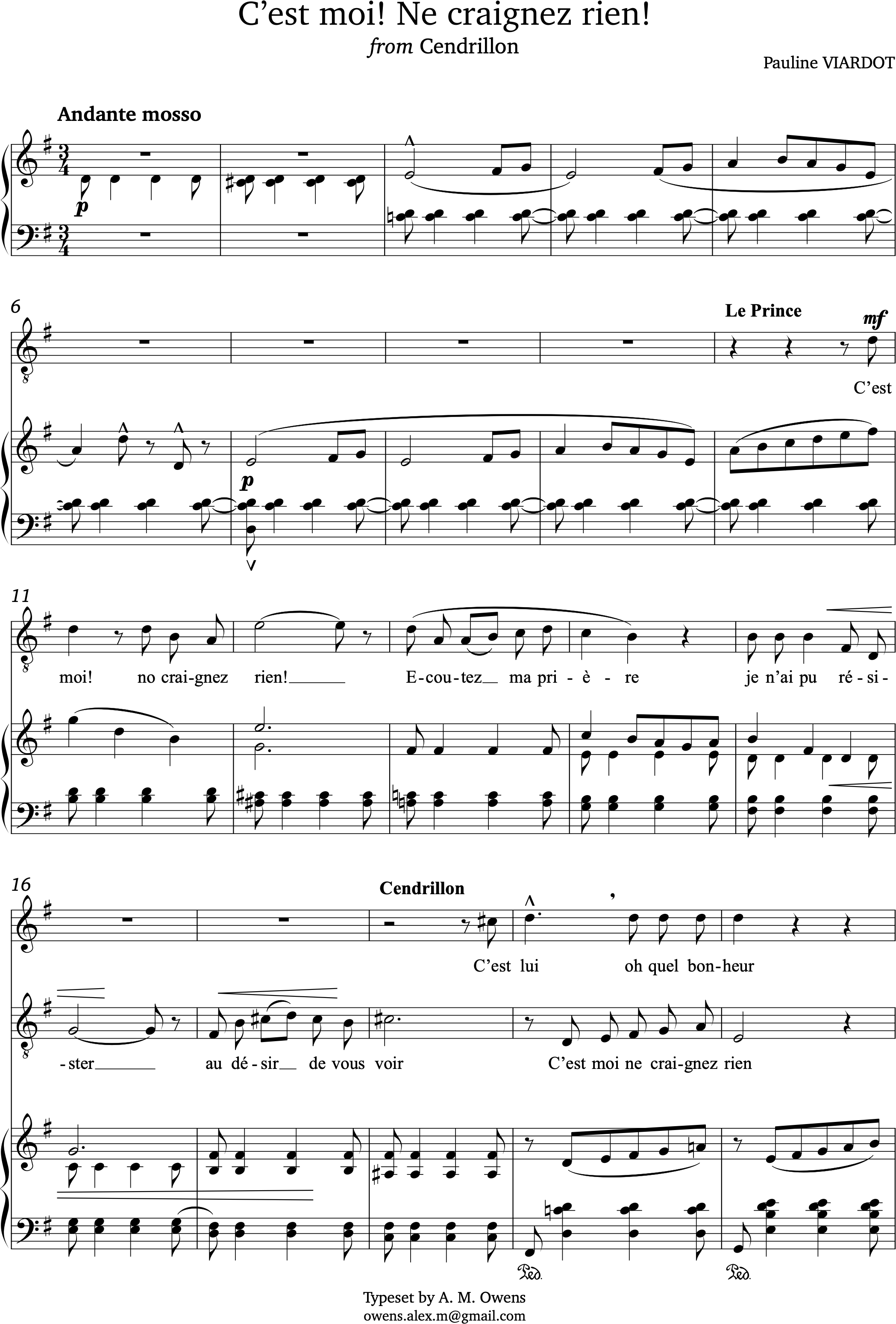 Viardot, Pauline: C'est moi! Ne craignez rien! (Duet from 'Cendrillon')
