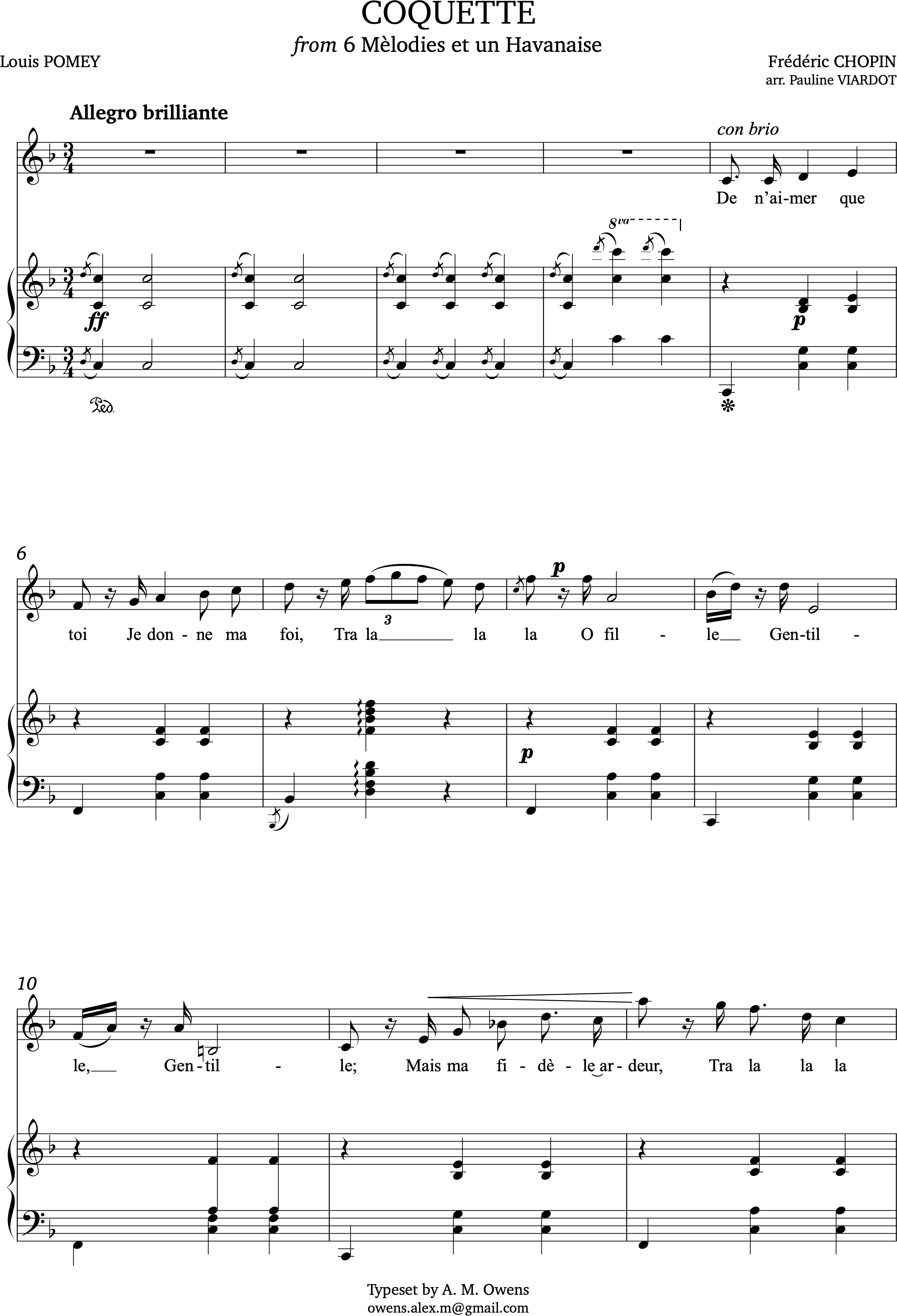 Viardot, Pauline: Coquette (after Chopin) - original key