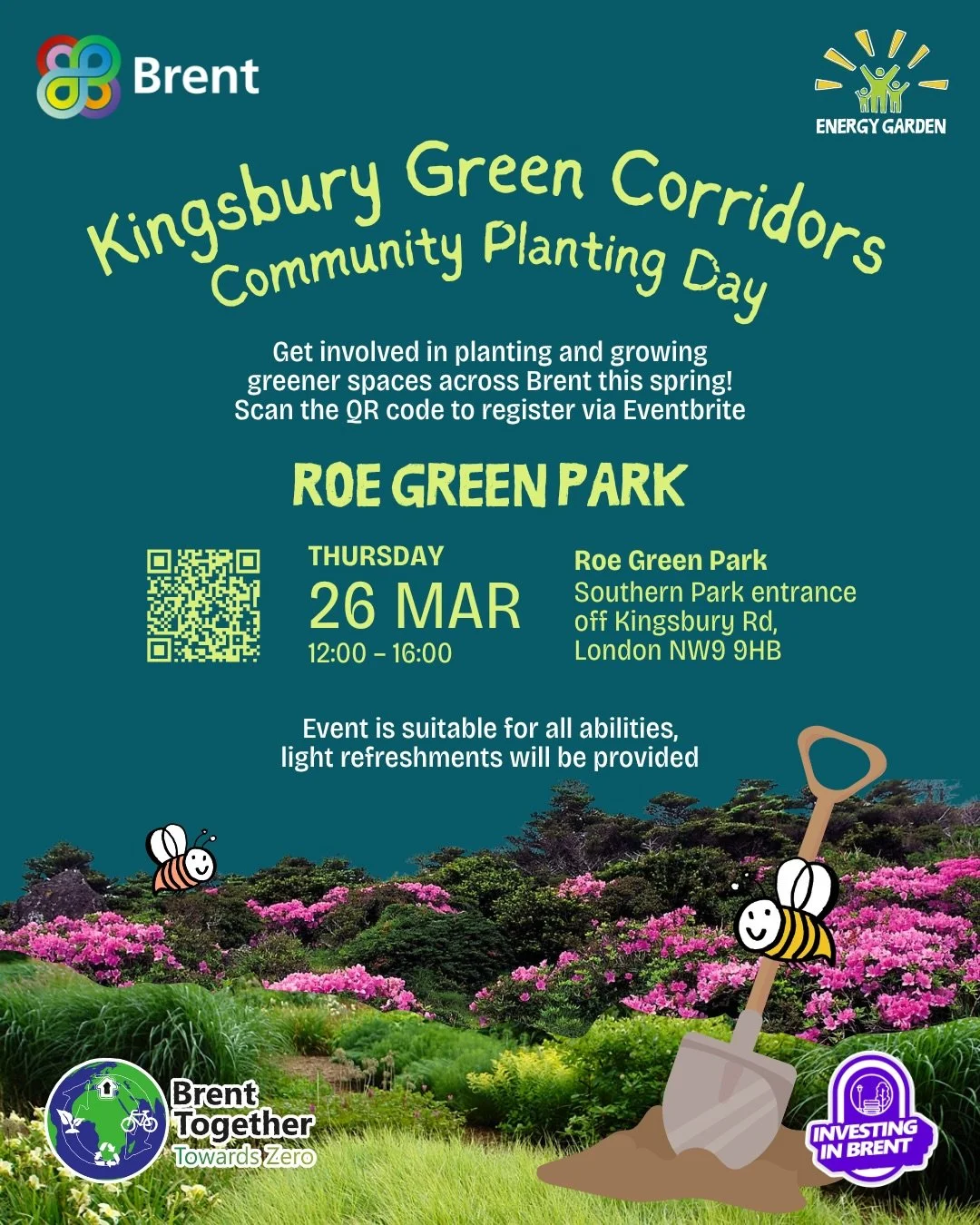 It finally feels like spring 🌞 come spend it outdoors with us 🌿

Join us at Roe Green Park for an afternoon of planting, meeting neighbours, and bringing fresh colour into the park 🌸

We&rsquo;ll be creating climate-resilient planting that support