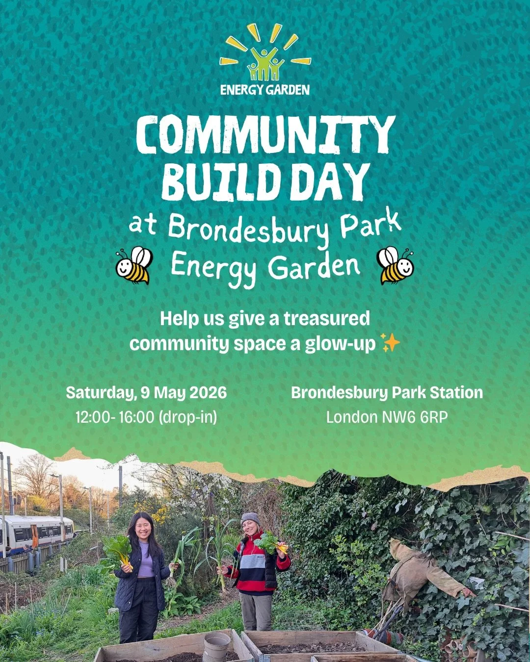 Help us give this treasured community space a glow-up ✨

Join us for a hands-on day of building, repairing, and reimagining the garden, all using reclaimed materials ♻️🌼🪵

🗓 Saturday 9 May 2026
⏰ 12:00&ndash;16:00 (drop-in)
📍 Brondesbury Park Sta
