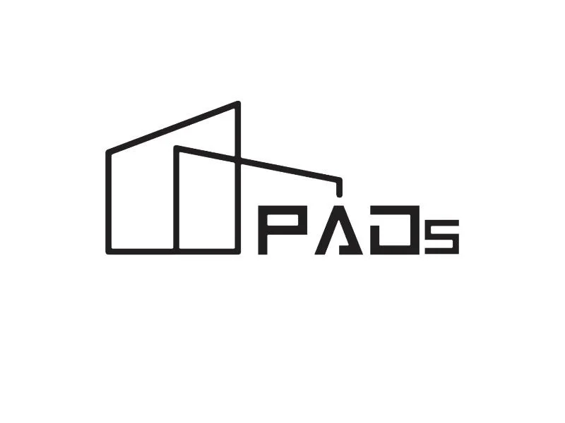 Line art logo with three overlapping squares and the word 'PADS' in stylized black text.