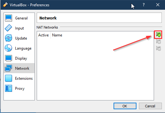  Click the button with the ‘+’ sign to add a new Nat Network 