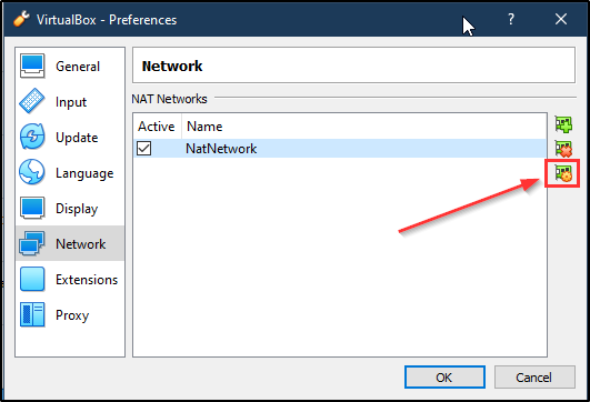  Click the icon with the gear symbol to edit the new network you just created 