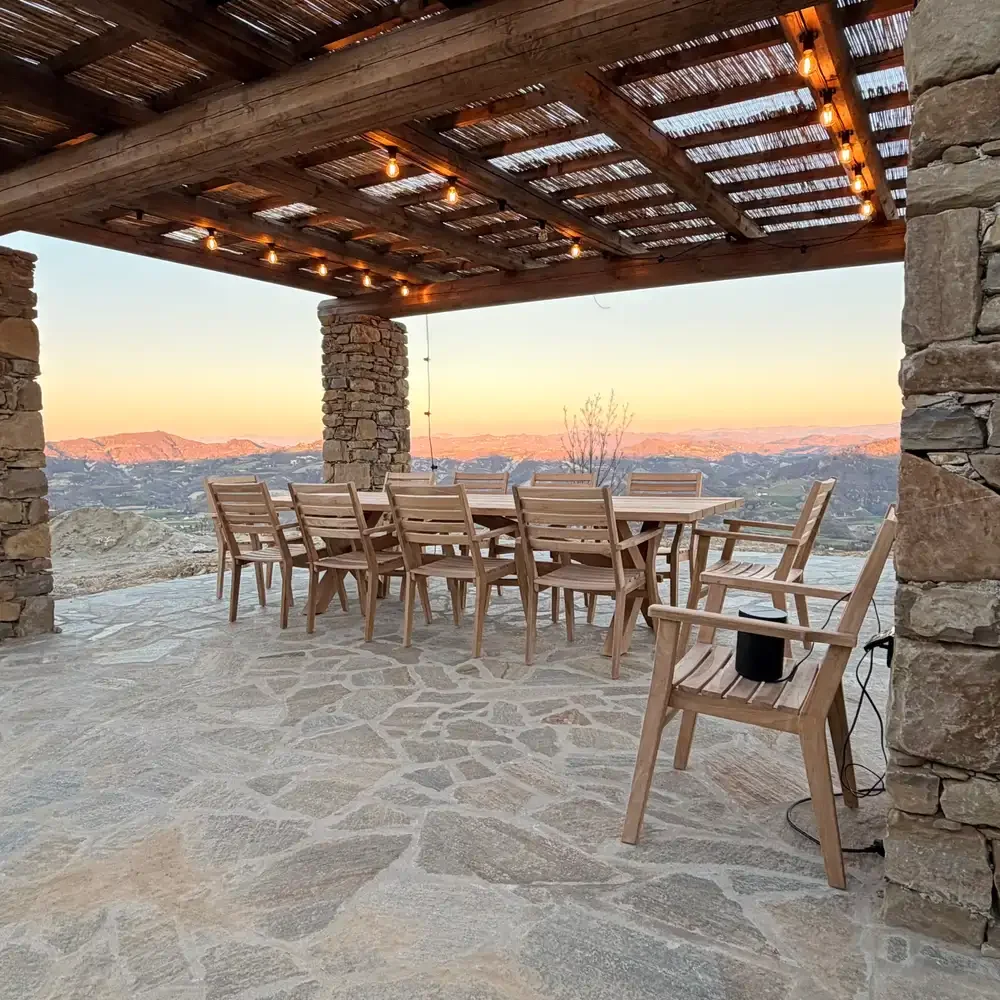 Gazebo at Villa Asti and view of Piemonte