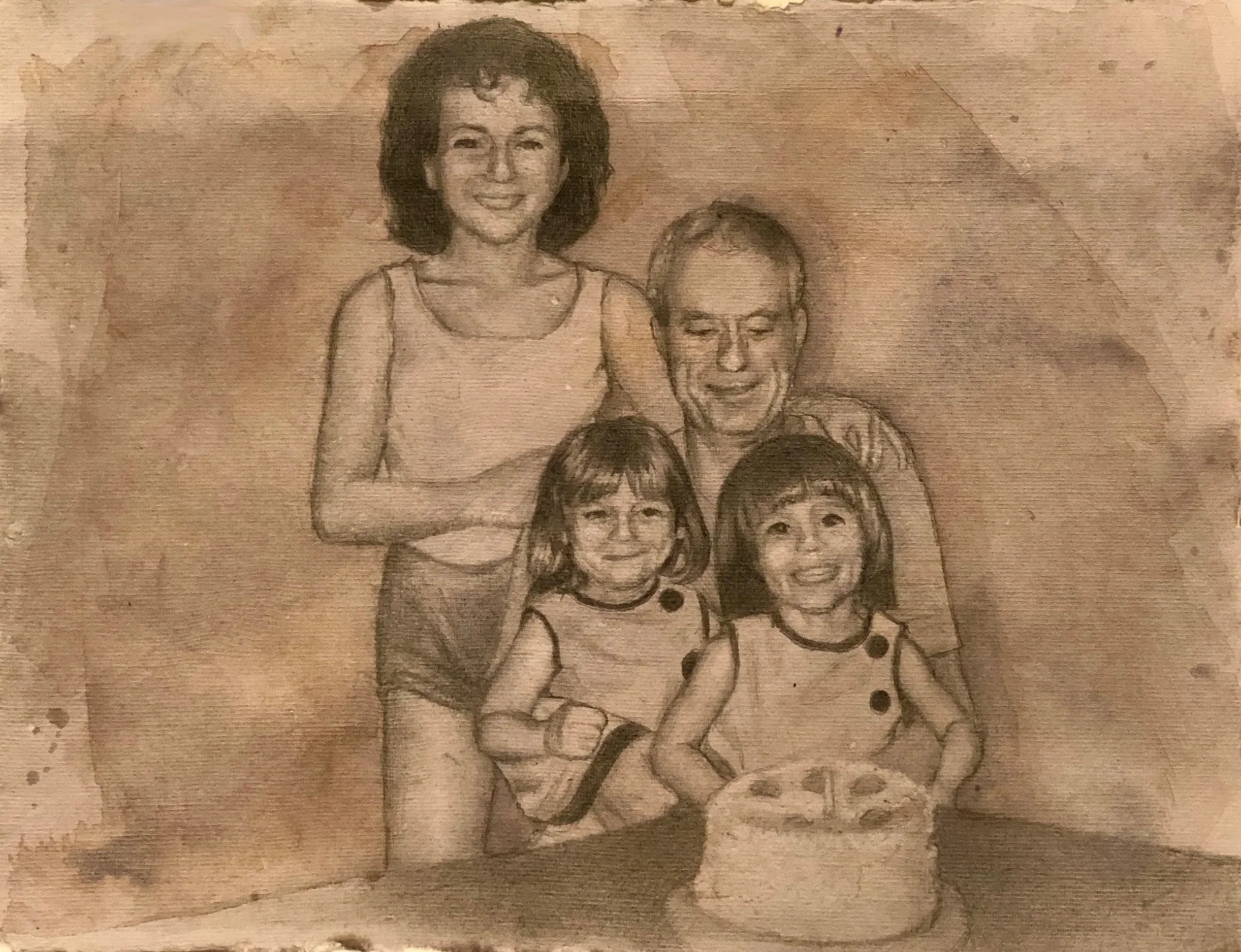 Jenny's Birthday, 2023, graphite & watercolor on paper, 14x11"
 Emily Roth Arts, LLC.