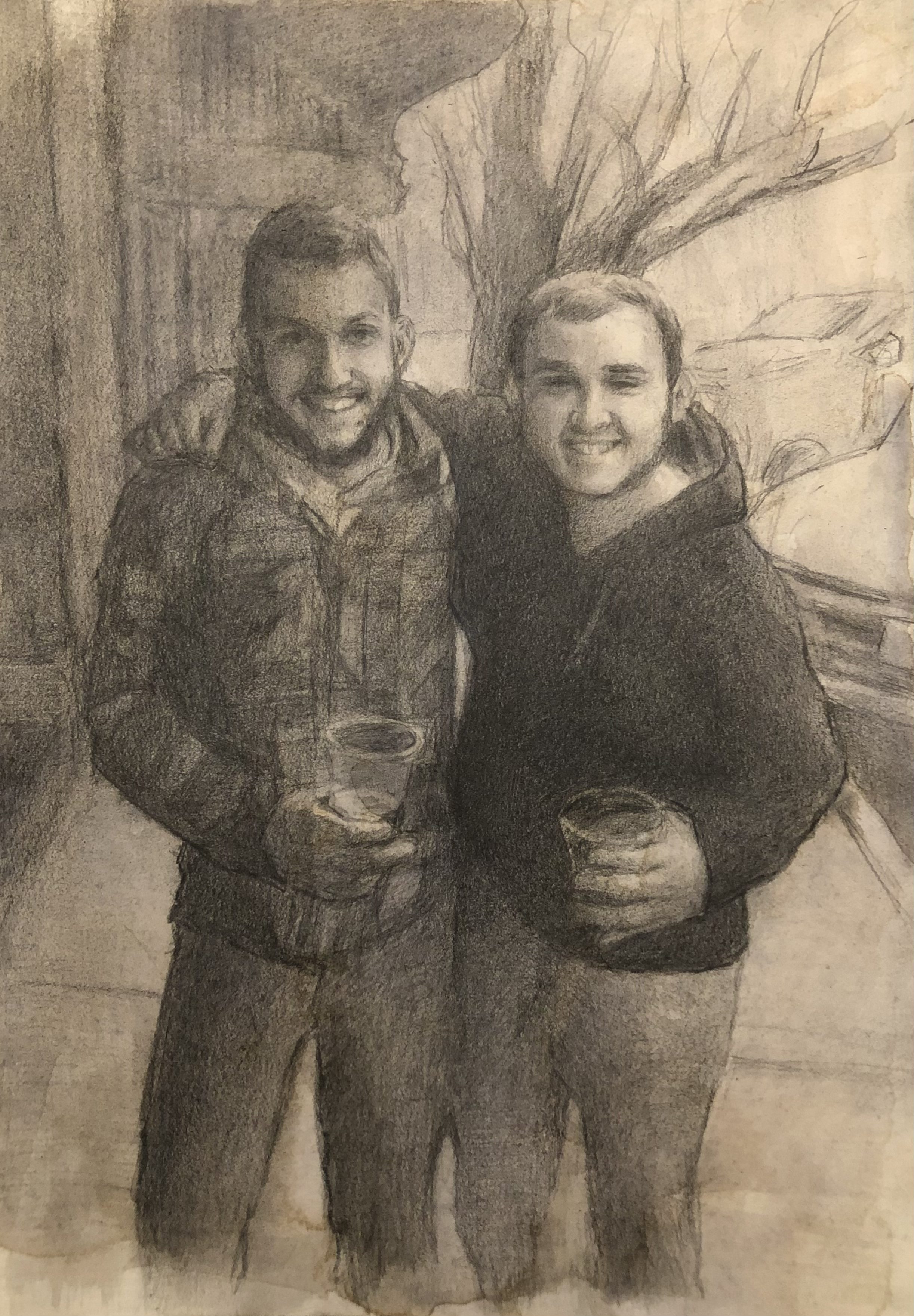 The Schwent brothers, 2023, graphite & watercolor on paper, 11x14"
Emily Roth Arts, LLC.